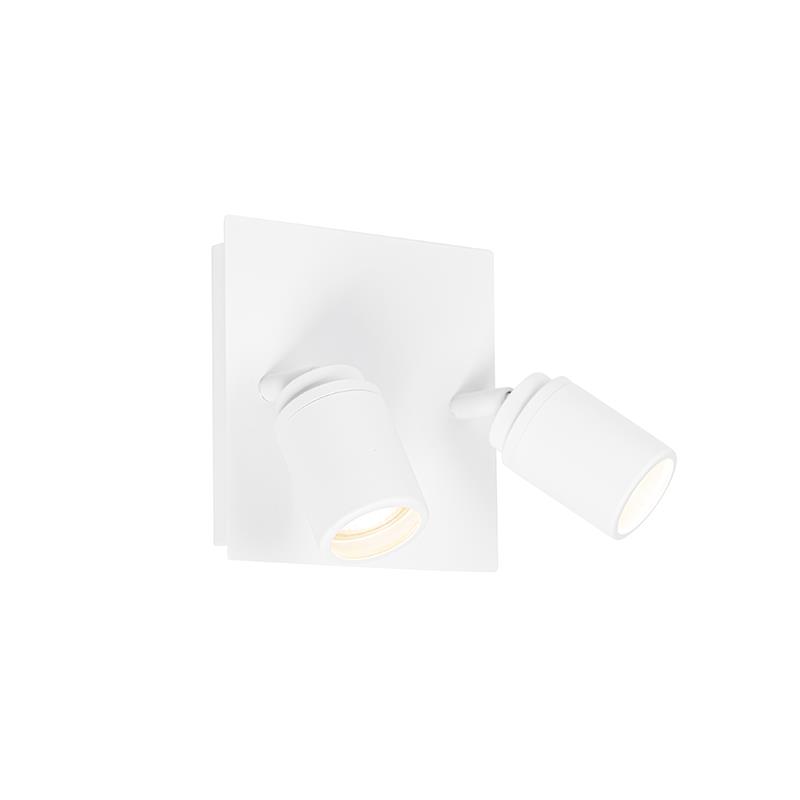 QAZQA Moderne badkamer spot wit vierkant 2-lichts IP44 - Ducha