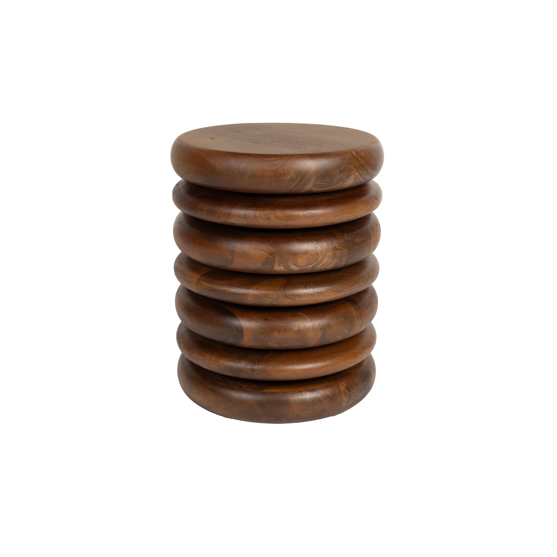 Zuiver Disc Kruk| Bijzettafeltje Hout - Bruin