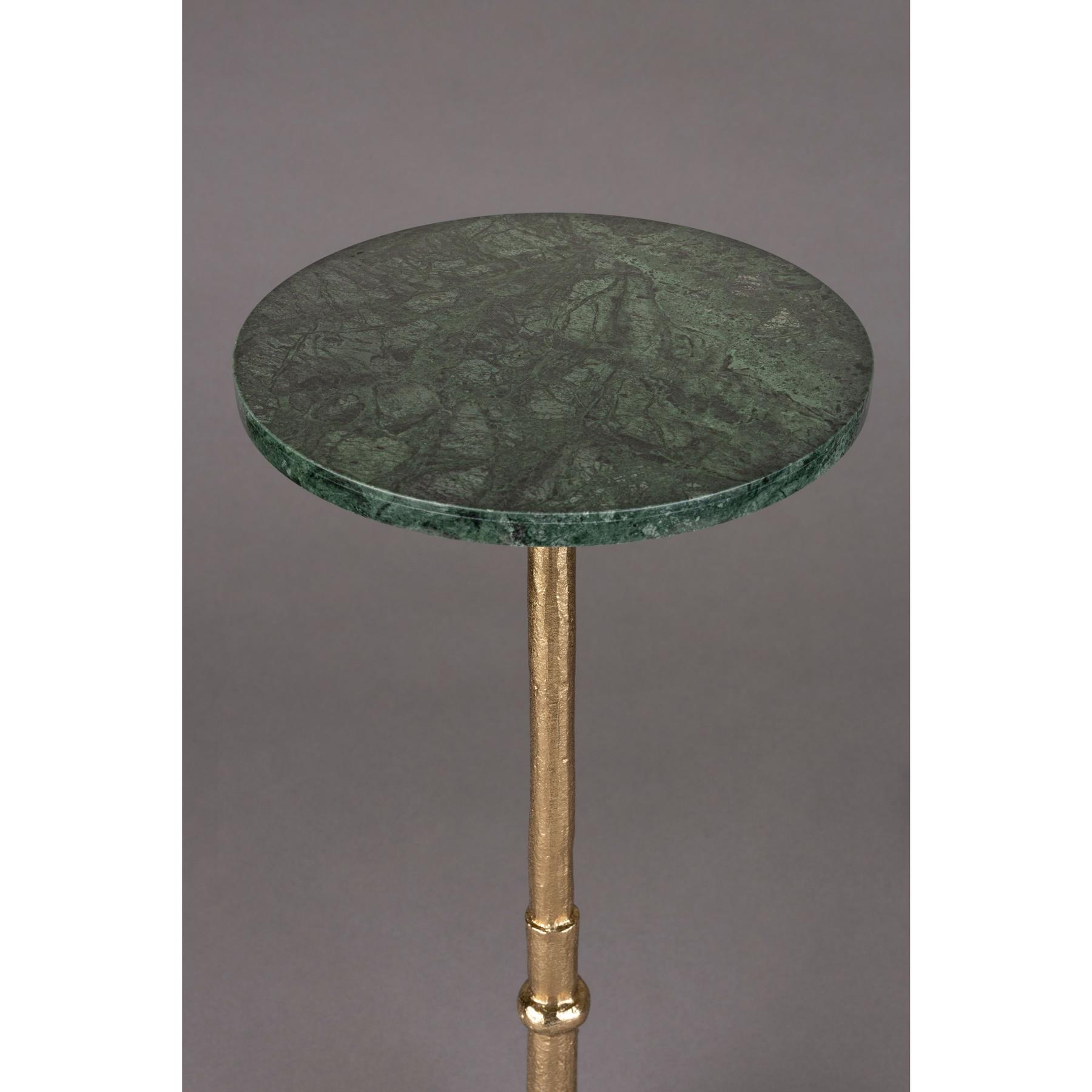 Dutchbone Everest Bijzettafel Rond 25 cm Marmer Groen| Goud