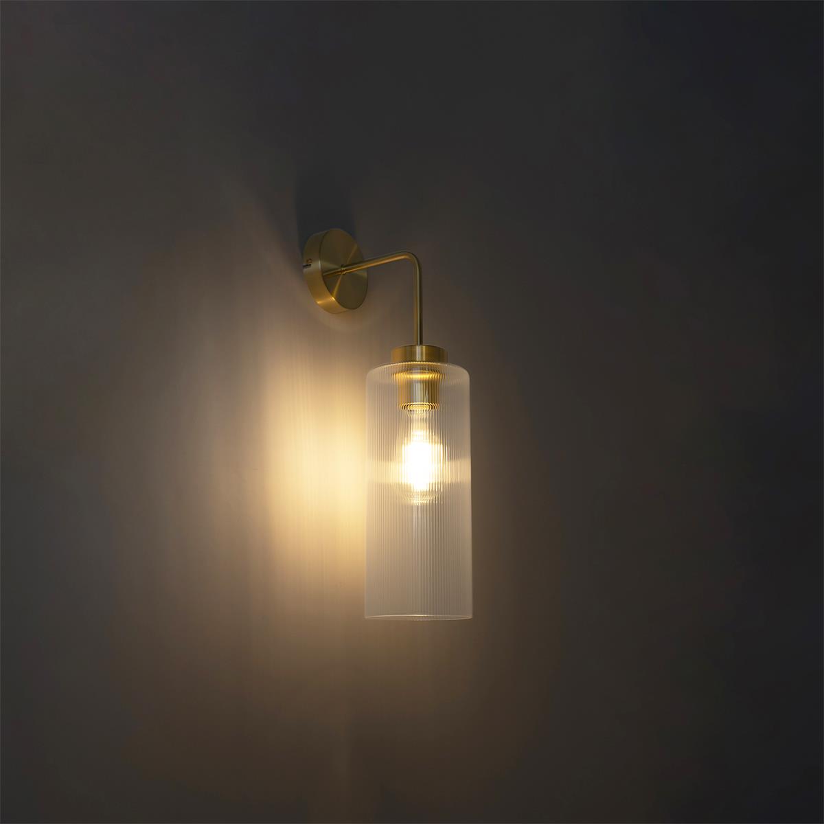 QAZQA Art Deco wandlamp goud met glas - Laura