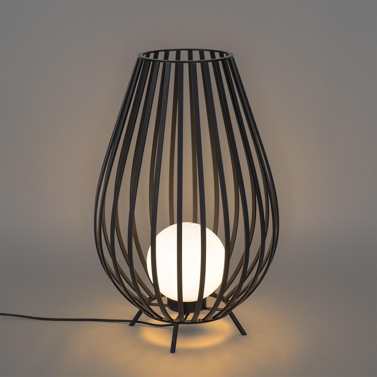 QAZQA Design vloerlamp zwart met opaal 70 cm IP44 - Angela