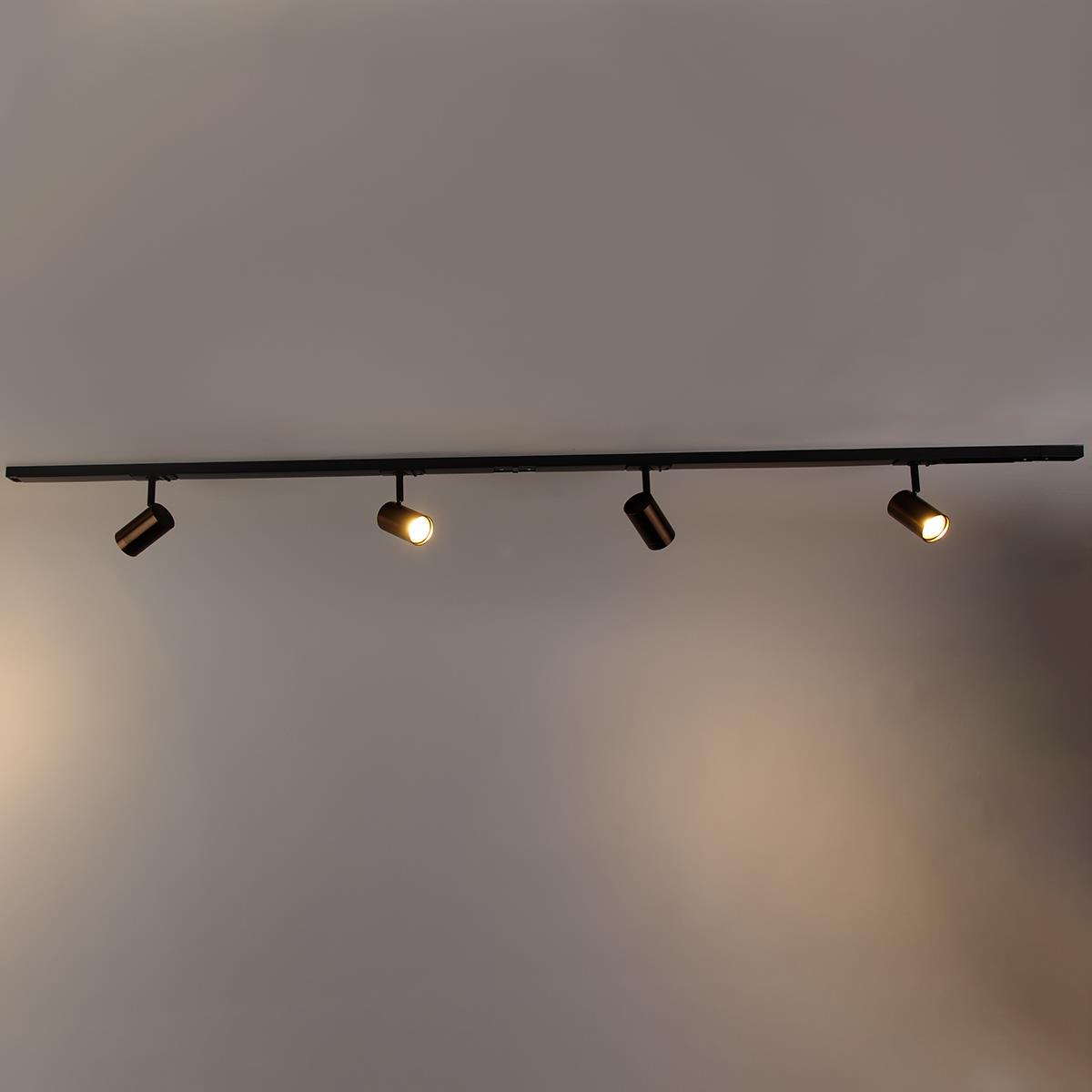 QAZQA Modern 1-fase railsysteem met 4 spots donkerbrons - Jeana
