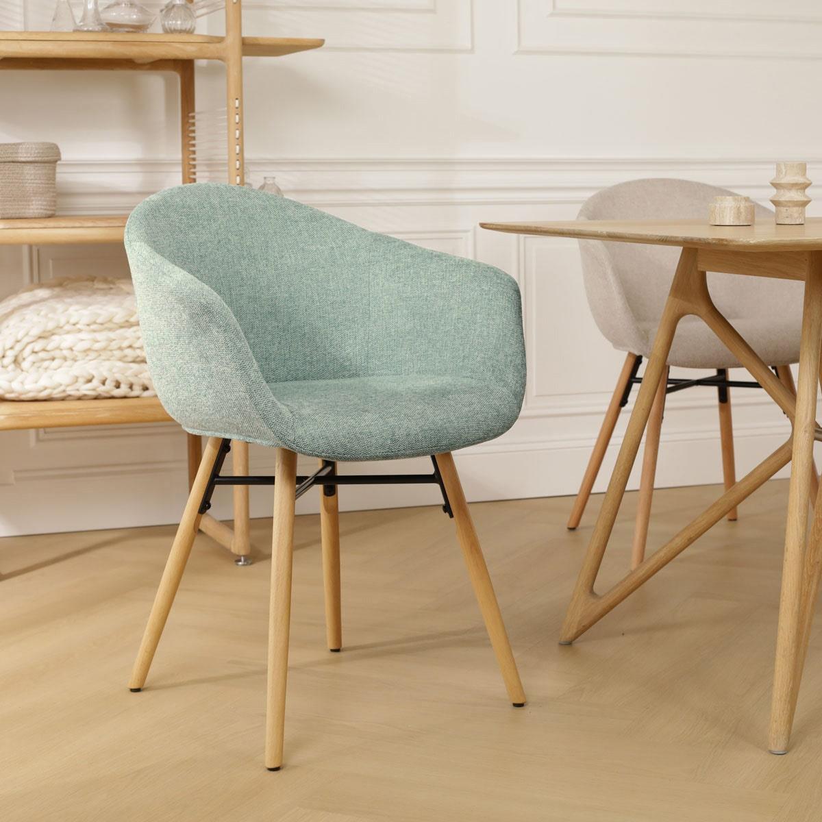 Nolon Nena-Otis Eetkamerstoelen Set van 2 - Zacht Groen - Houten Poten