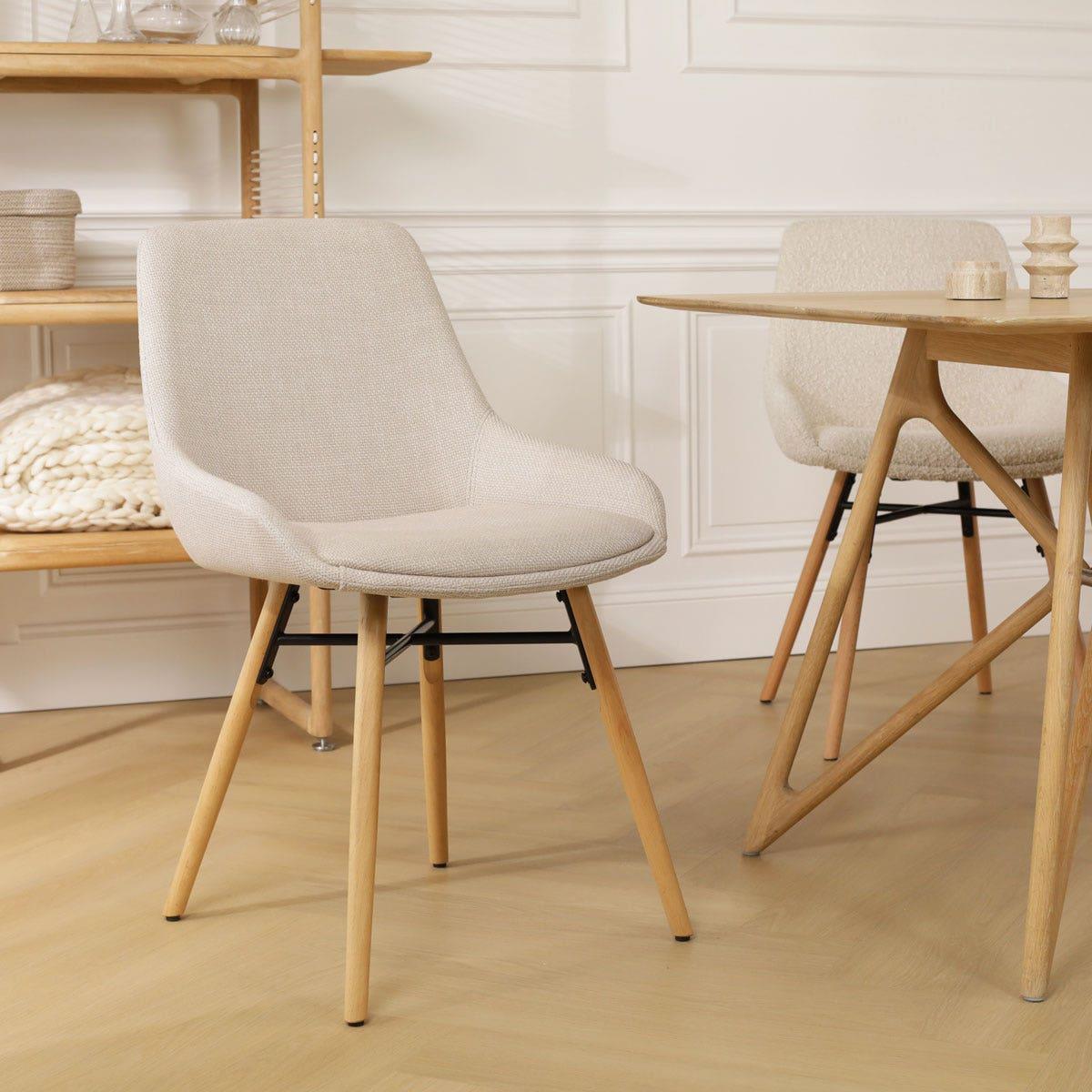 Nolon Nena-Isa Eetkamerstoel Beige - Stof - Houten Poten