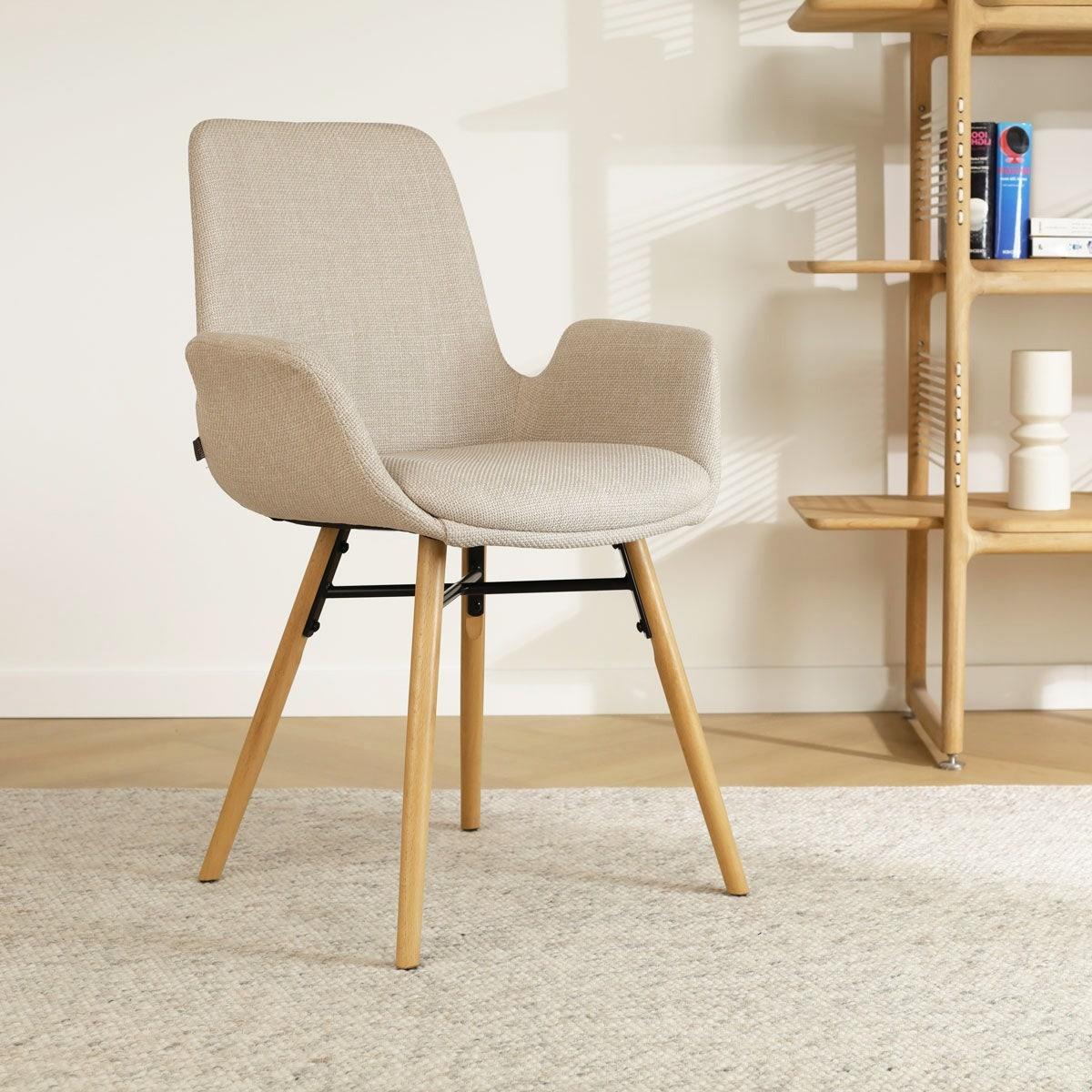 Nolon Nena-Eef Eetkamerstoel Beige - met Armleuning - Stof