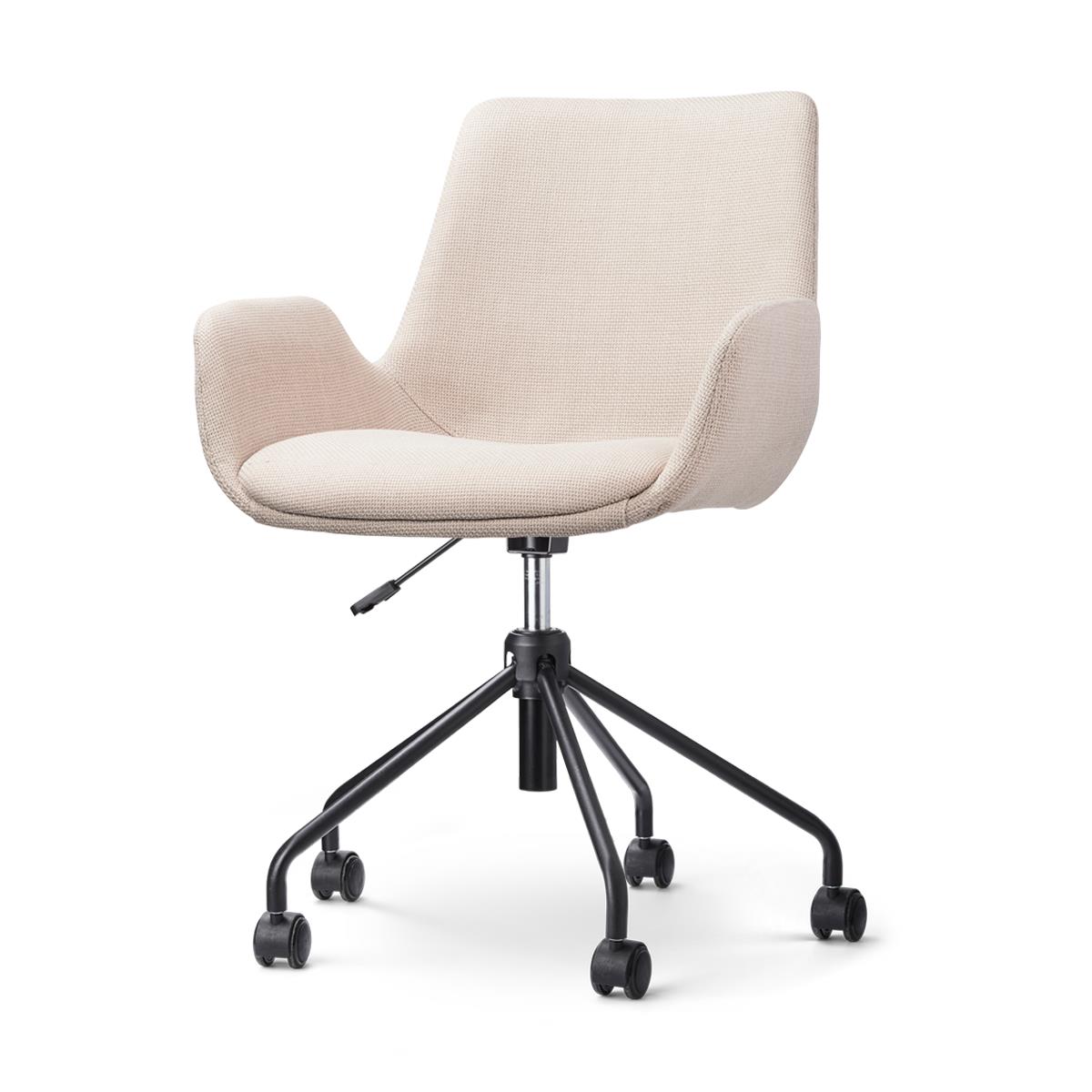 Nolon Nout-Eef Bureaustoel Beige - Armleuning - Zwart Onderstel