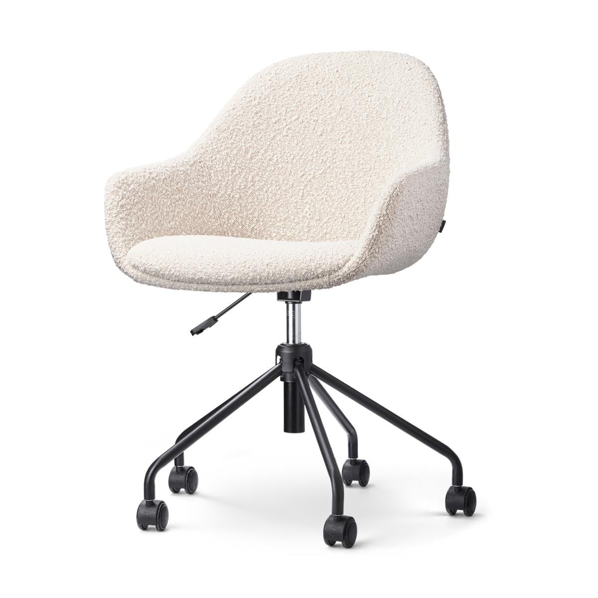 Nolon Nout-Mae Bureaustoel Bouclé Beige - Armleuning - Zwart Onderstel