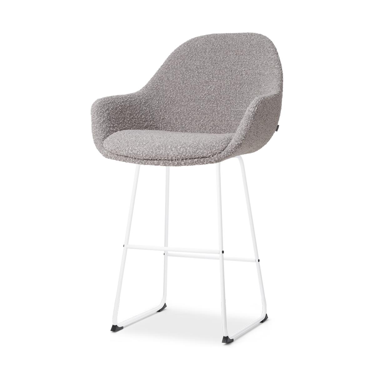 Nolon Nino-Mae Barkruk Bouclé Taupe - met Armleuning - Wit - 65 cm