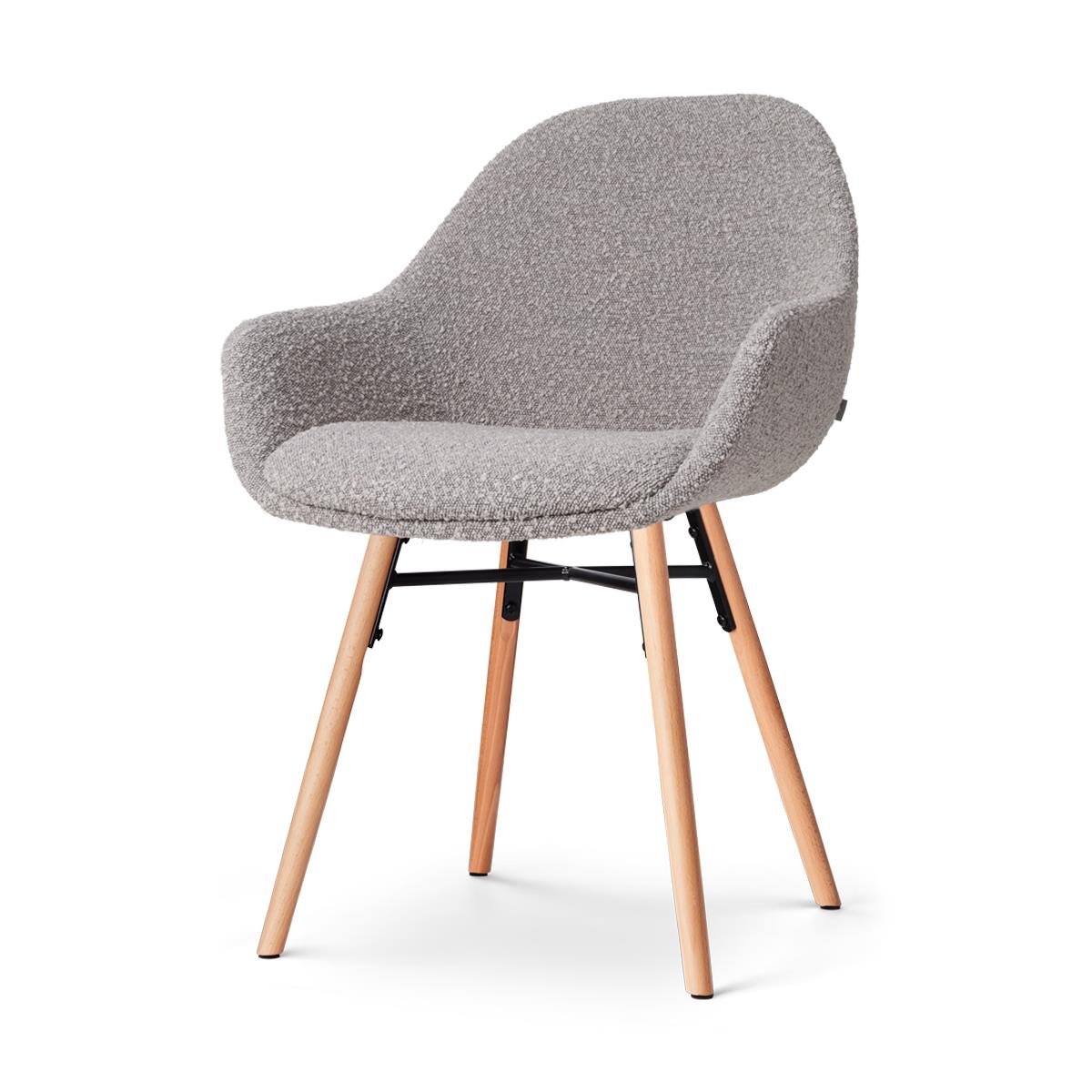 Nolon Nena-Mae Eetkamerstoel Bouclé Taupe - Armleuning - Stof