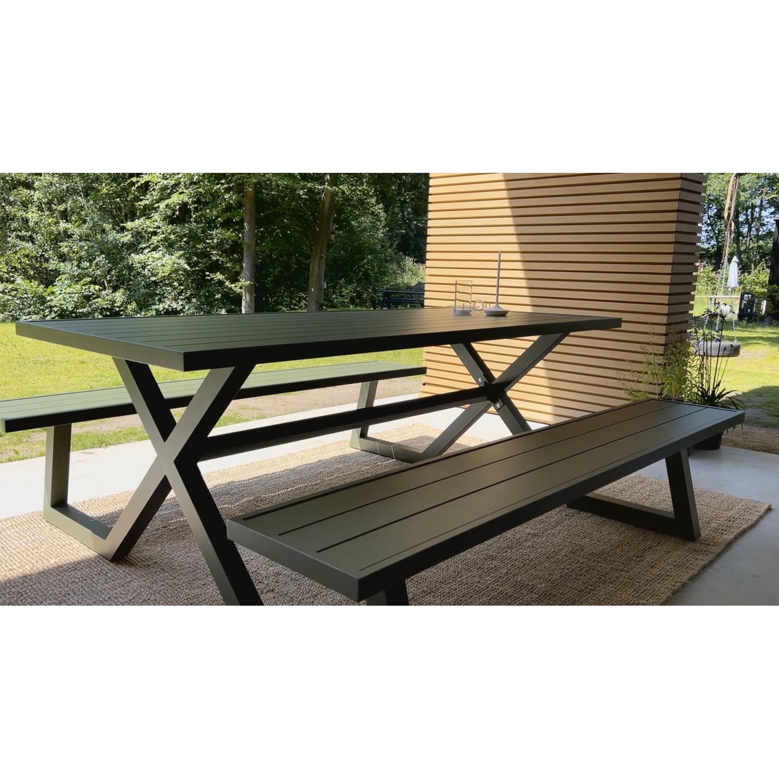 Aluminium picknicktafel Dex 200 cm olijfgroen