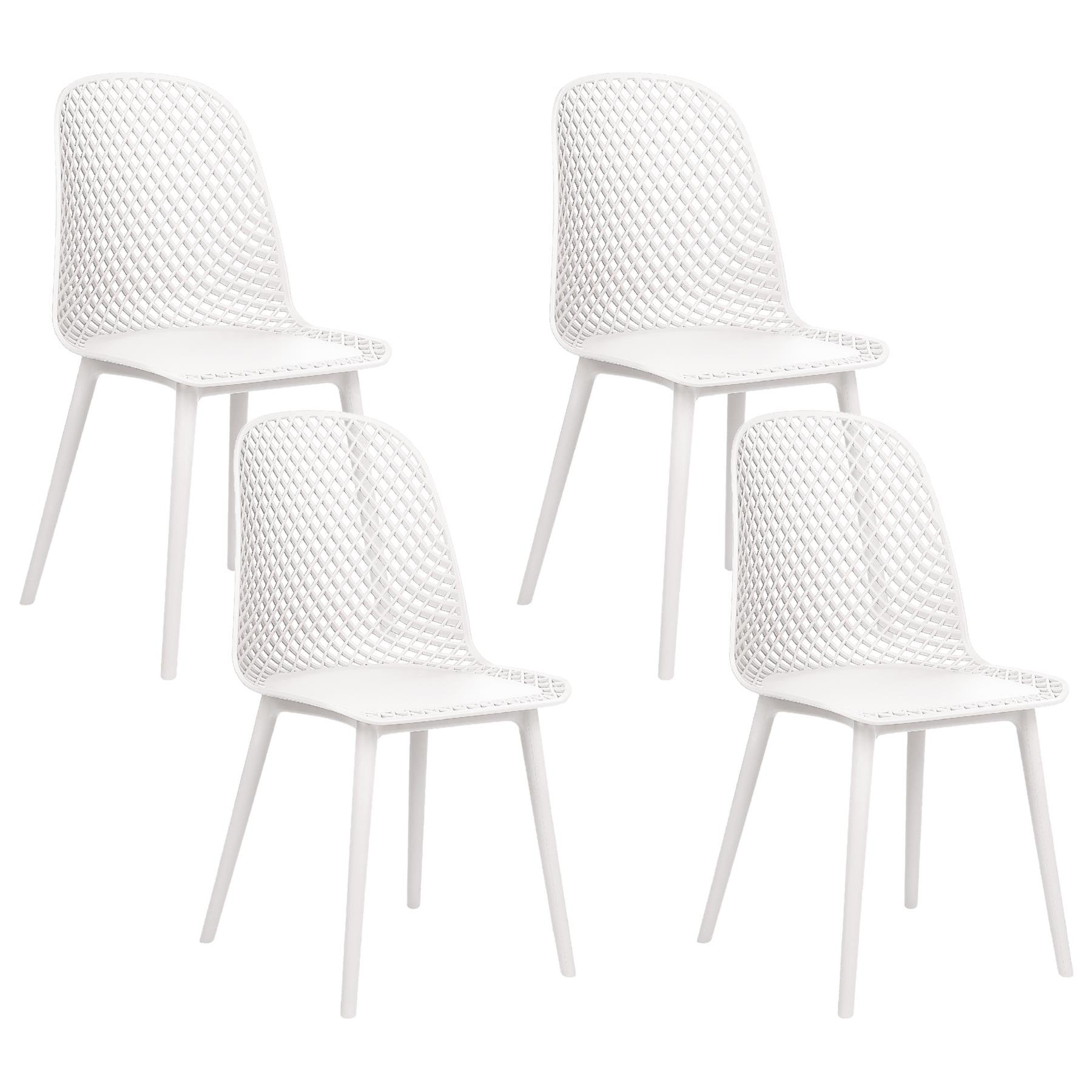 Beliani - EMORY - Eetkamerstoelen set 4 - Wit - Synthetisch