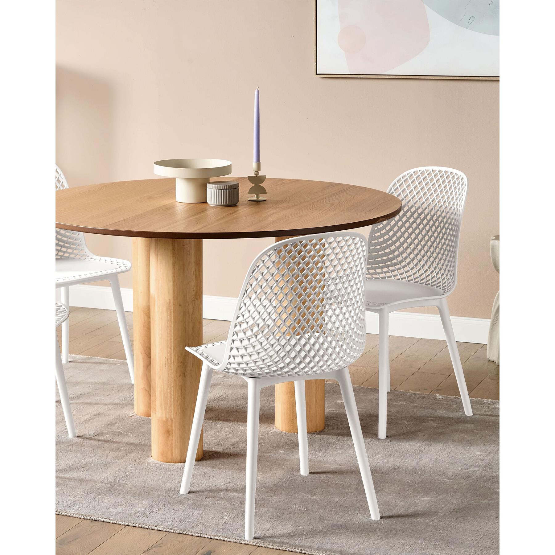 Beliani - EMORY - Eetkamerstoelen set 4 - Wit - Synthetisch