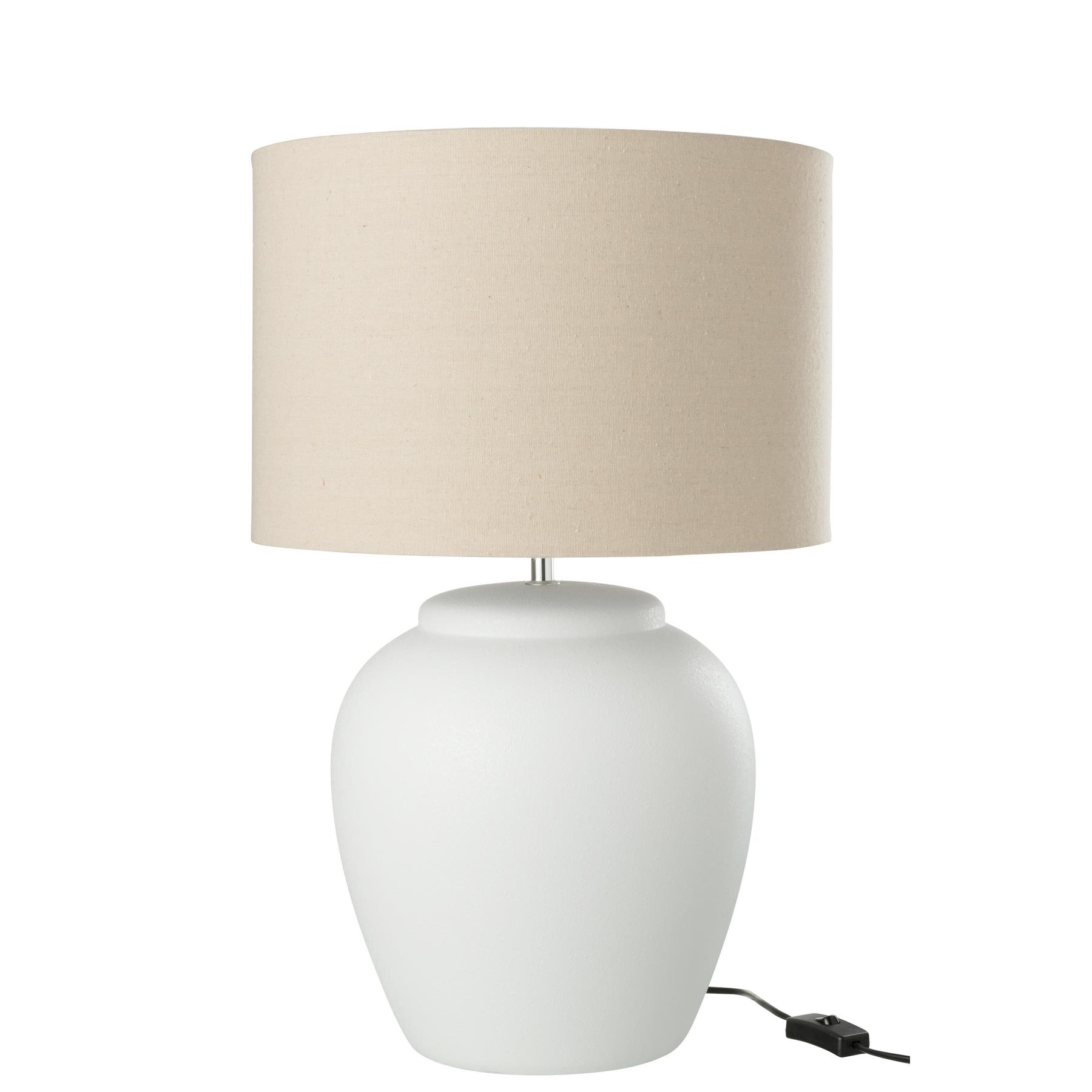 J-Line lamp Meli + kap - keramiek|linnen - wit - large