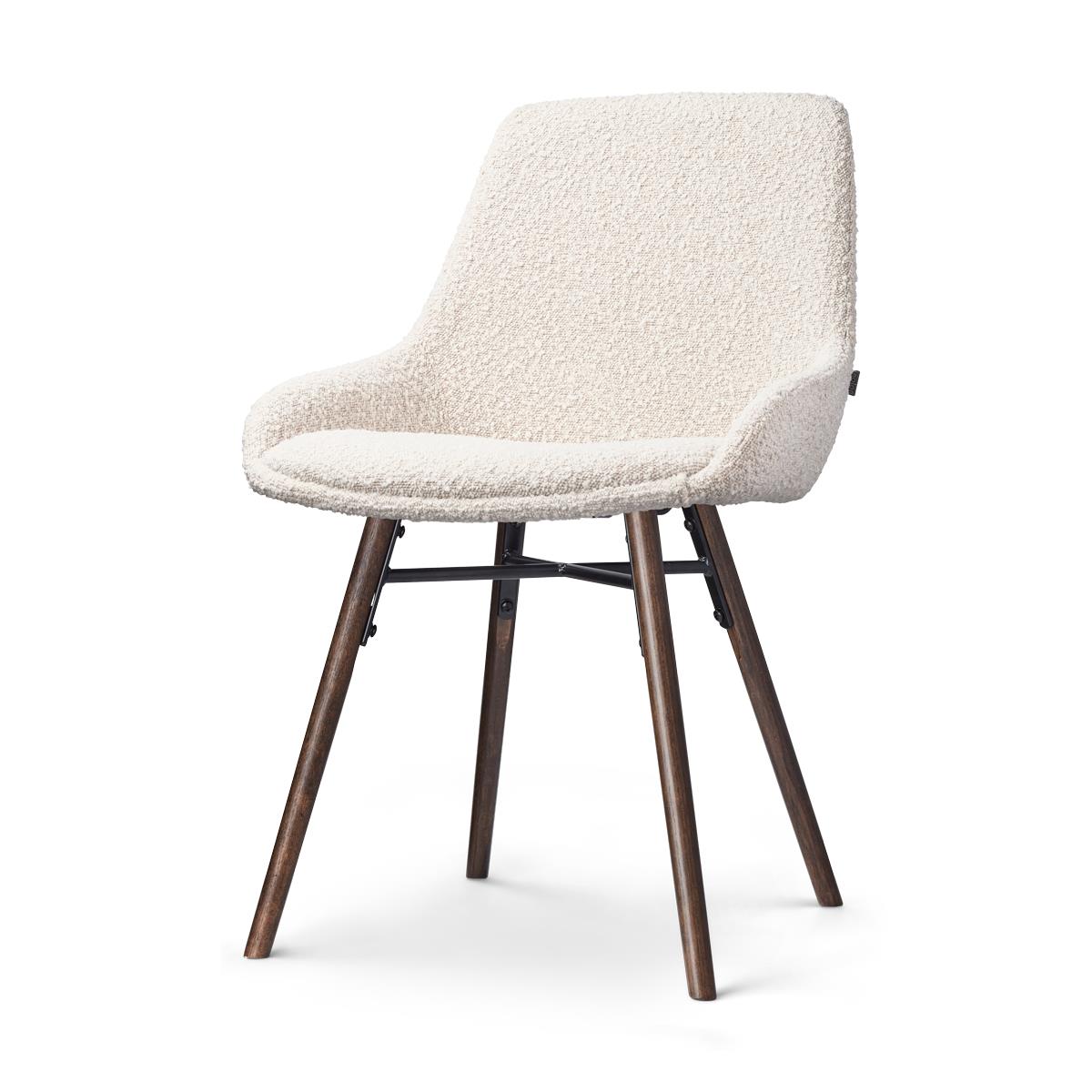 Nolon Nena-Isa Eetkamerstoel Bouclé Beige - Stof - Walnoot Poten