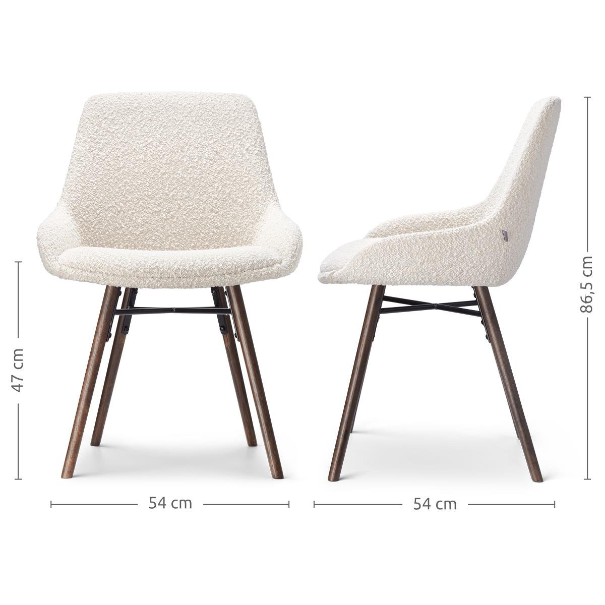 Nolon Nena-Isa Eetkamerstoel Bouclé Beige - Stof - Walnoot Poten