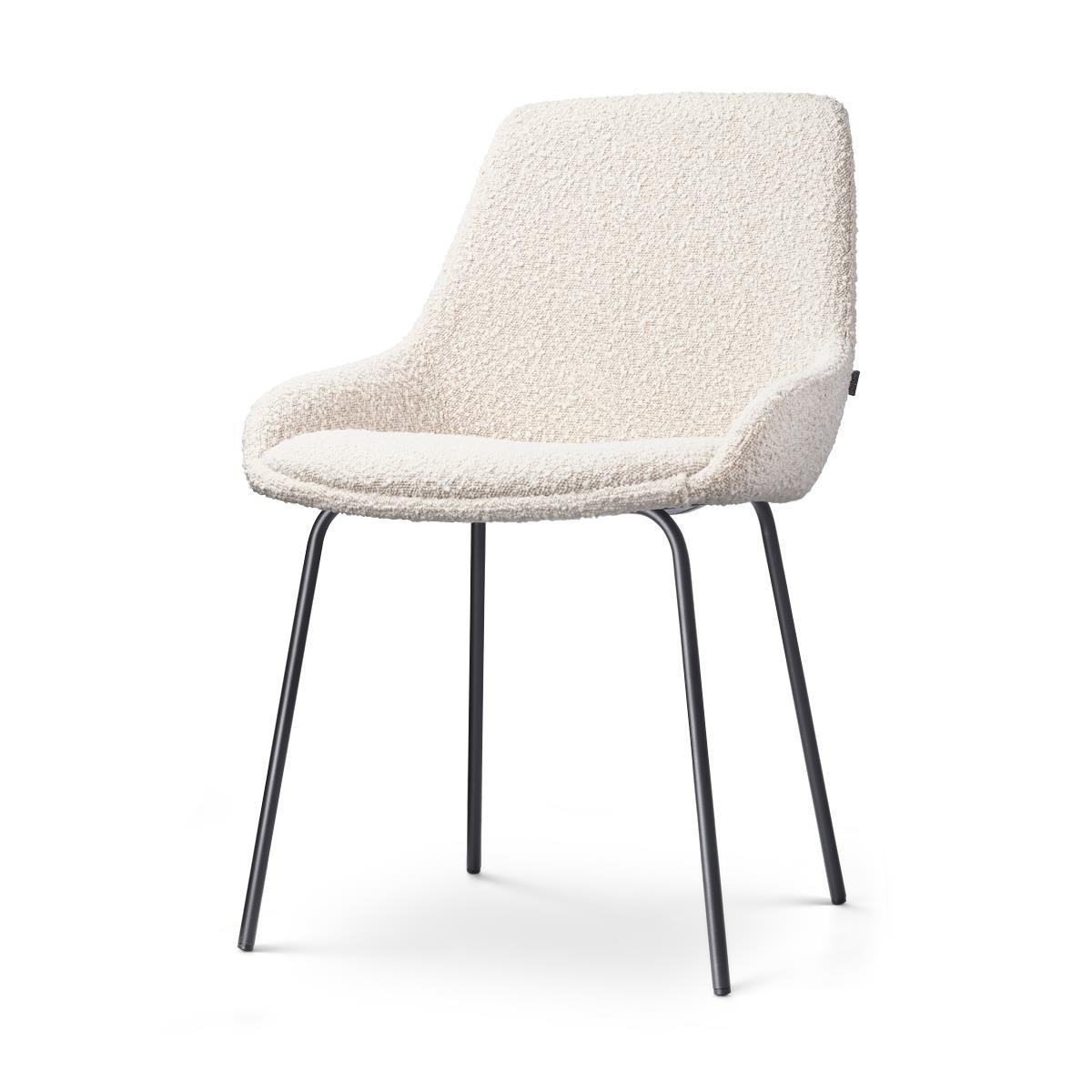 Nolon Nora-Isa Eetkamerstoel Bouclé Beige - Stof - Zwart Onderstel