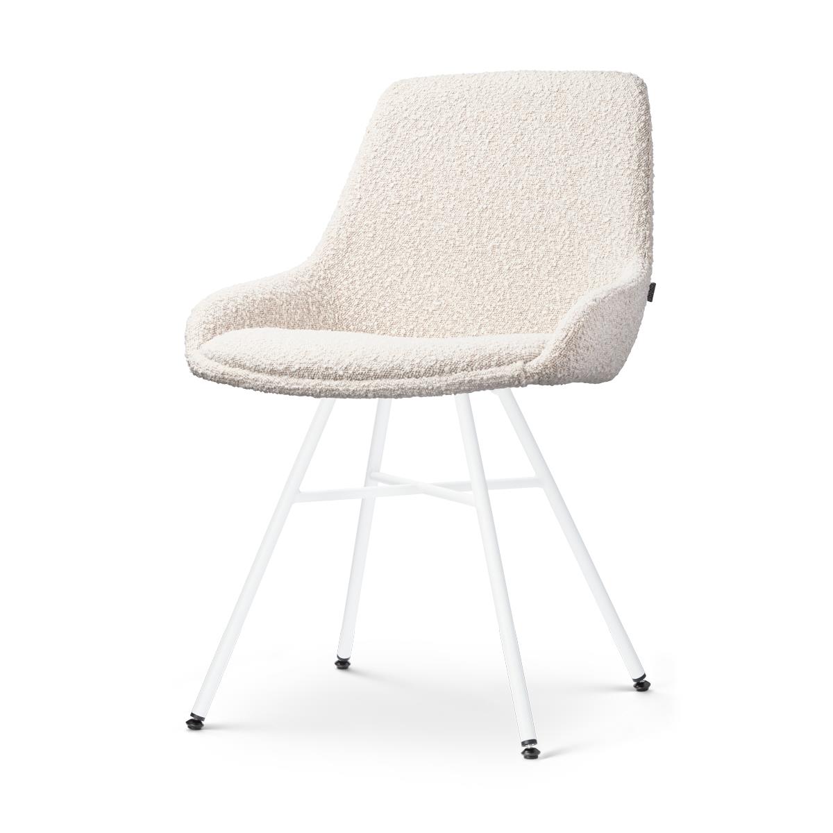 Nolon Noa-Isa Eetkamerstoel Bouclé Beige - Stof - Wit Onderstel