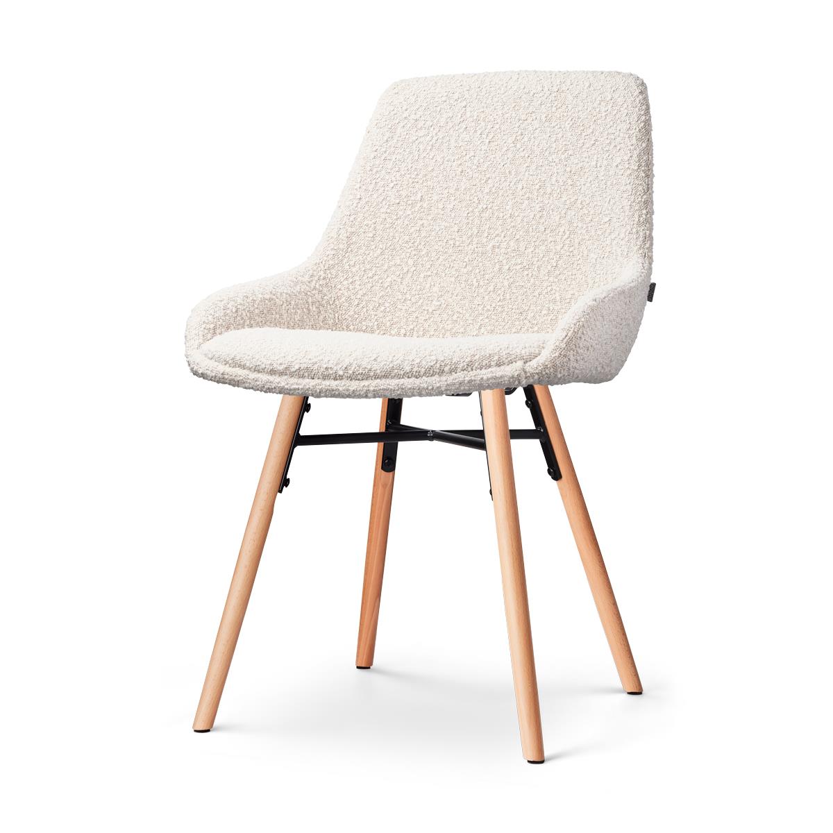 Nolon Nena-Isa Eetkamerstoel Bouclé Beige - Stof - Houten Poten