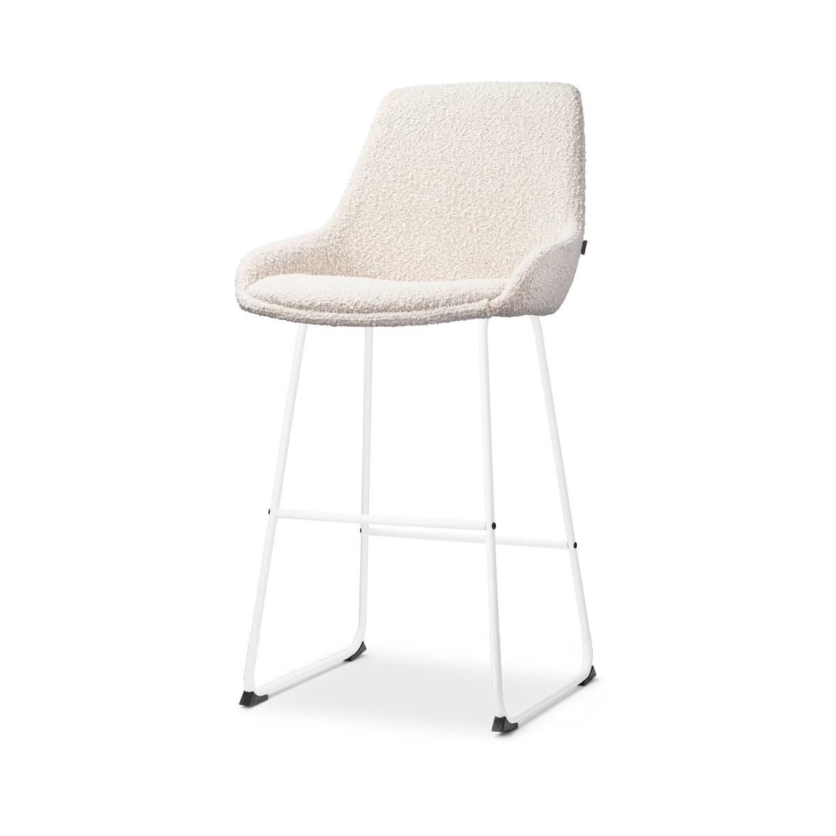 Nolon Nino-Isa Barkruk Bouclé Beige - Stof - Wit Onderstel - 75 cm