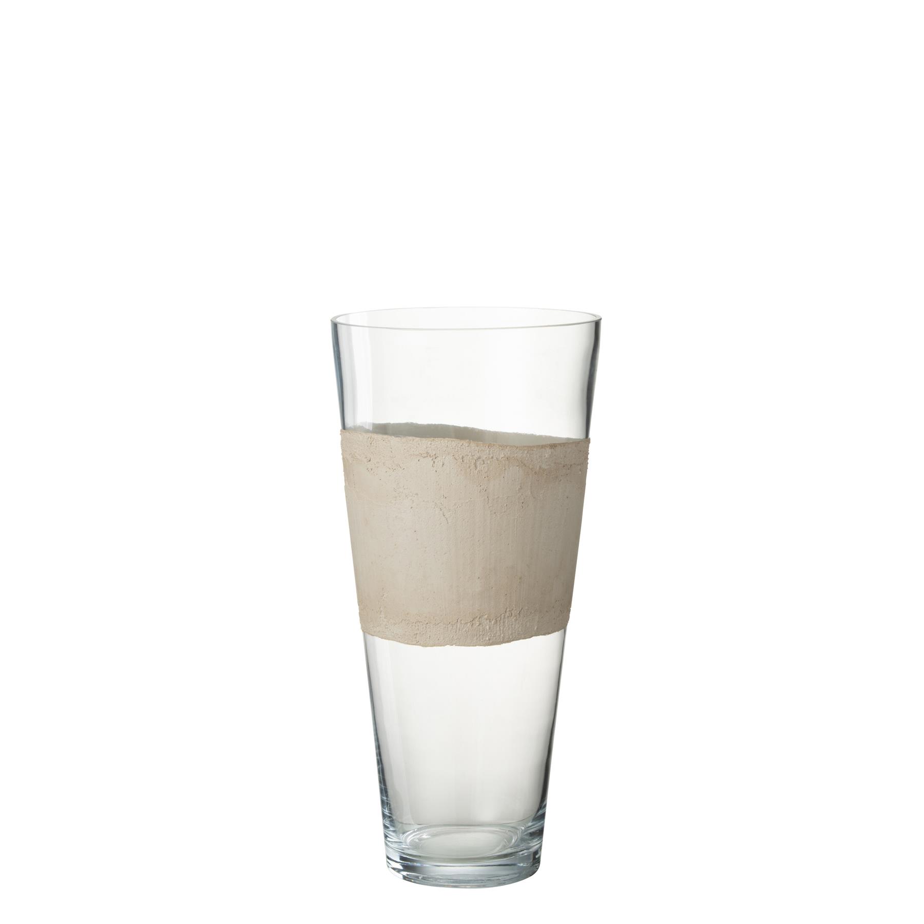 J-Line vaas Delph - glas - transparant|beige - medium - 45 cm hoog