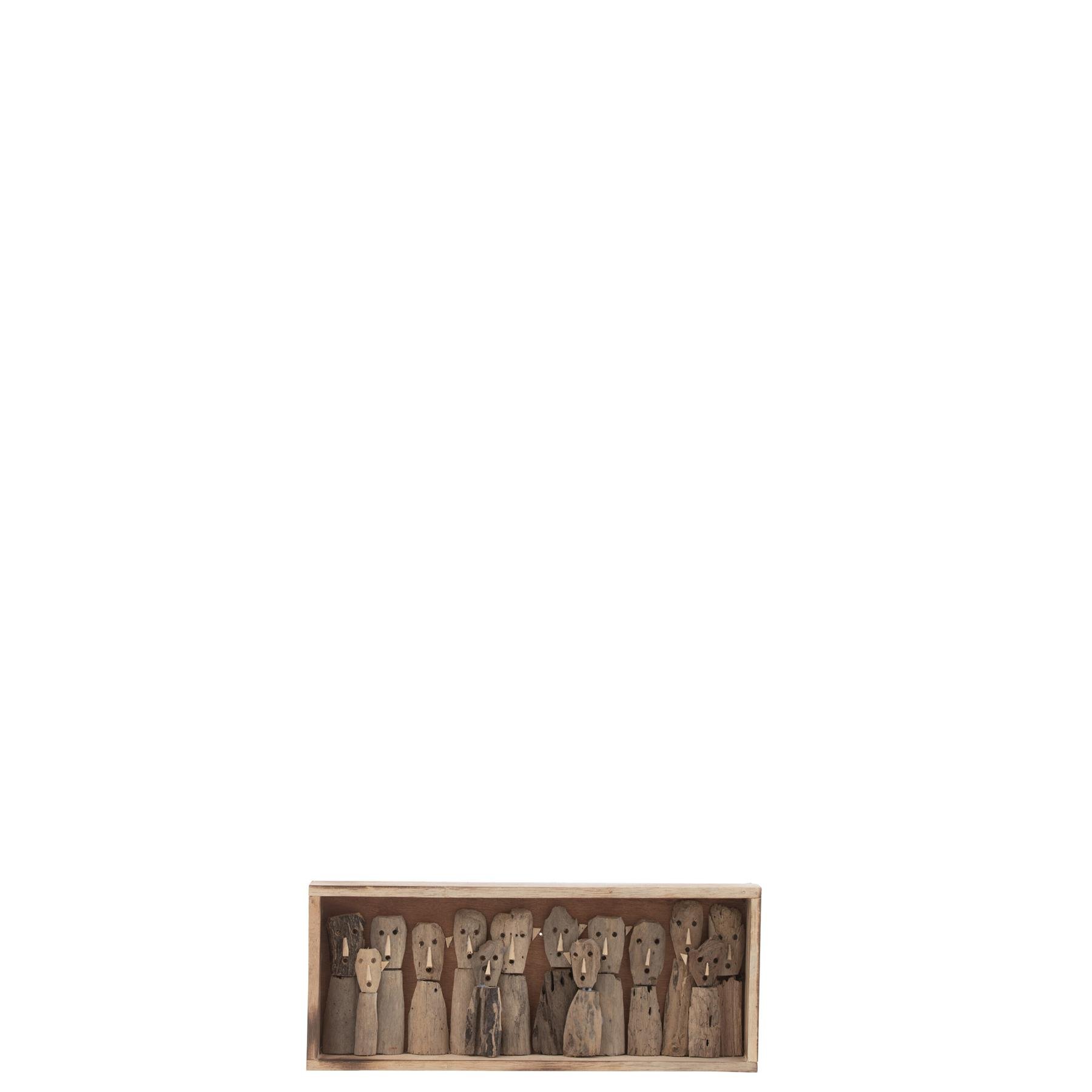 J-Line wanddecoratie Familie Masks Vakjes - hout - naturel - small