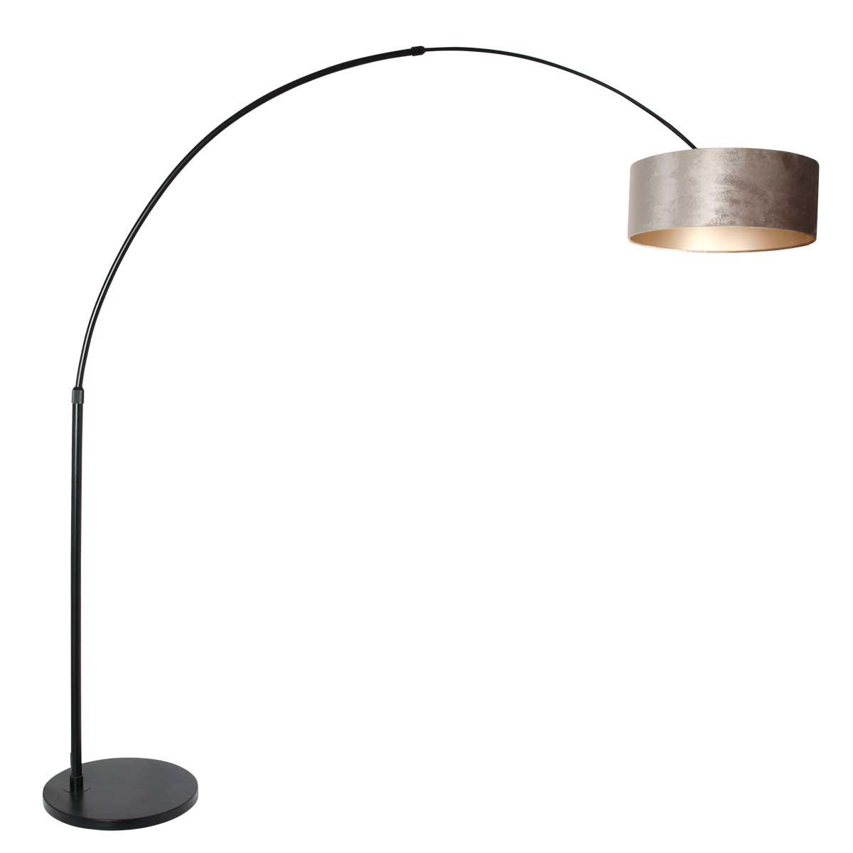 Steinhauer - vloerlamp - Sparkled Light - zwart - metaal stof - booglamp - E27 - 8128ZW