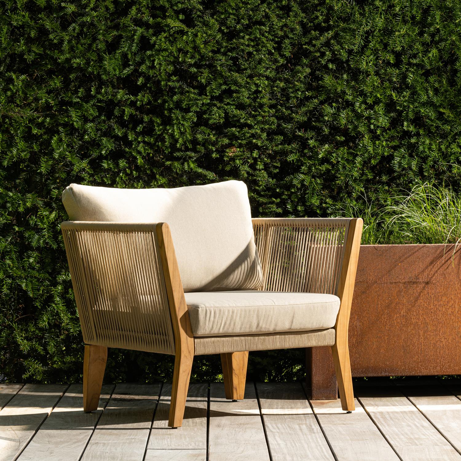 WOOOD San Remo Loungestoelen - Teak - Zand - 70x88x96