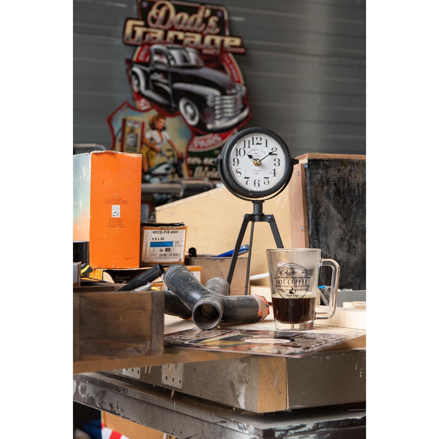 Clayre & Eef Tekstbord  20x25 cm Bruin Zwart Ijzer My Garage Wandbord