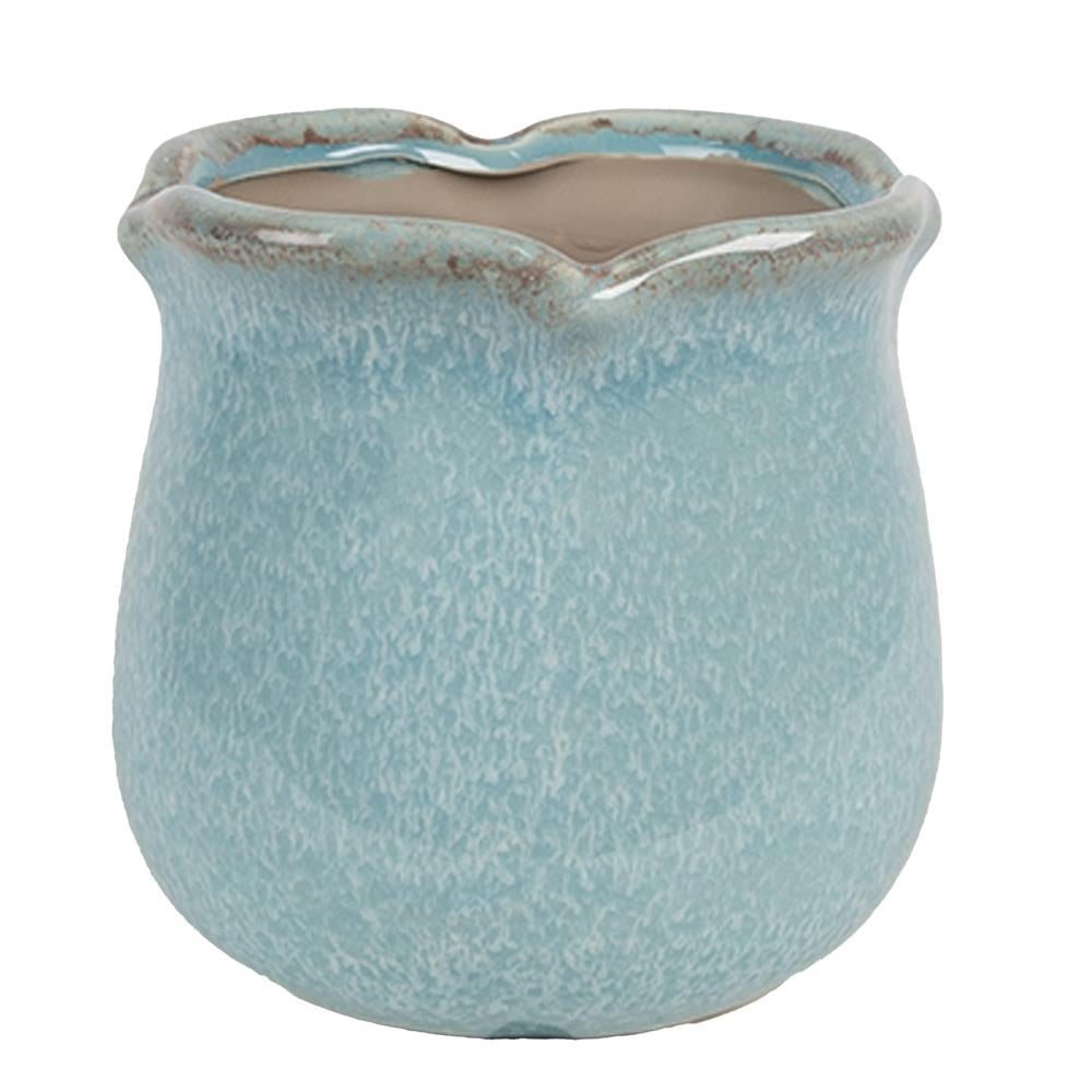 Clayre & Eef Bloempot Binnen  Ø 12x12 cm Blauw Keramiek Plantenpot