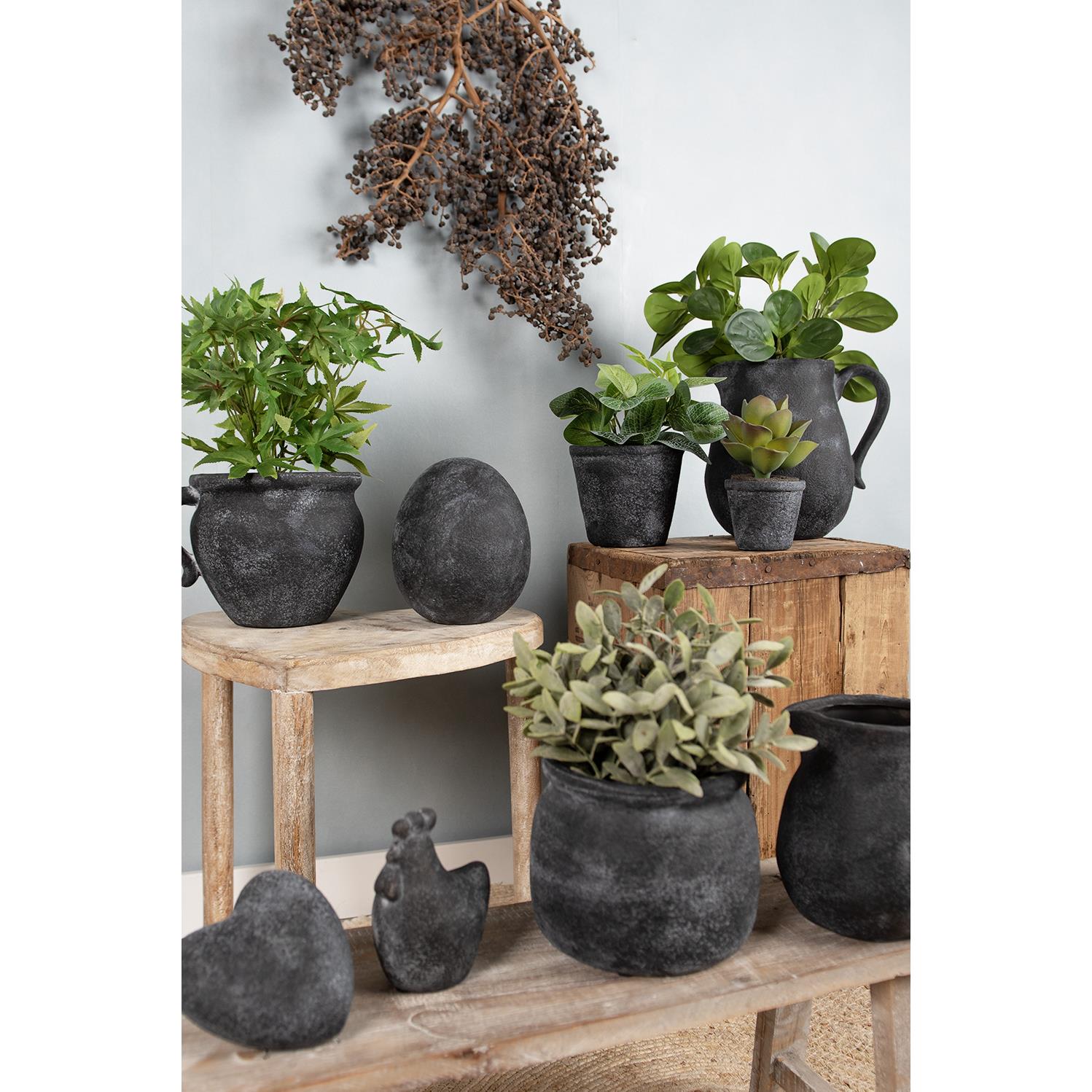 Clayre & Eef Bloempot  20x16x14 cm Grijs Keramiek Bloempot binnen