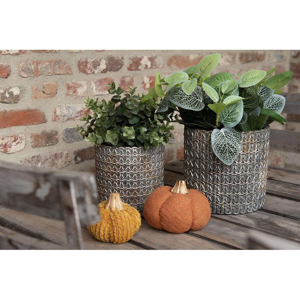 Clayre & Eef Bloempot Binnen  Ø 18x17 cm Grijs Steen Plantenpot