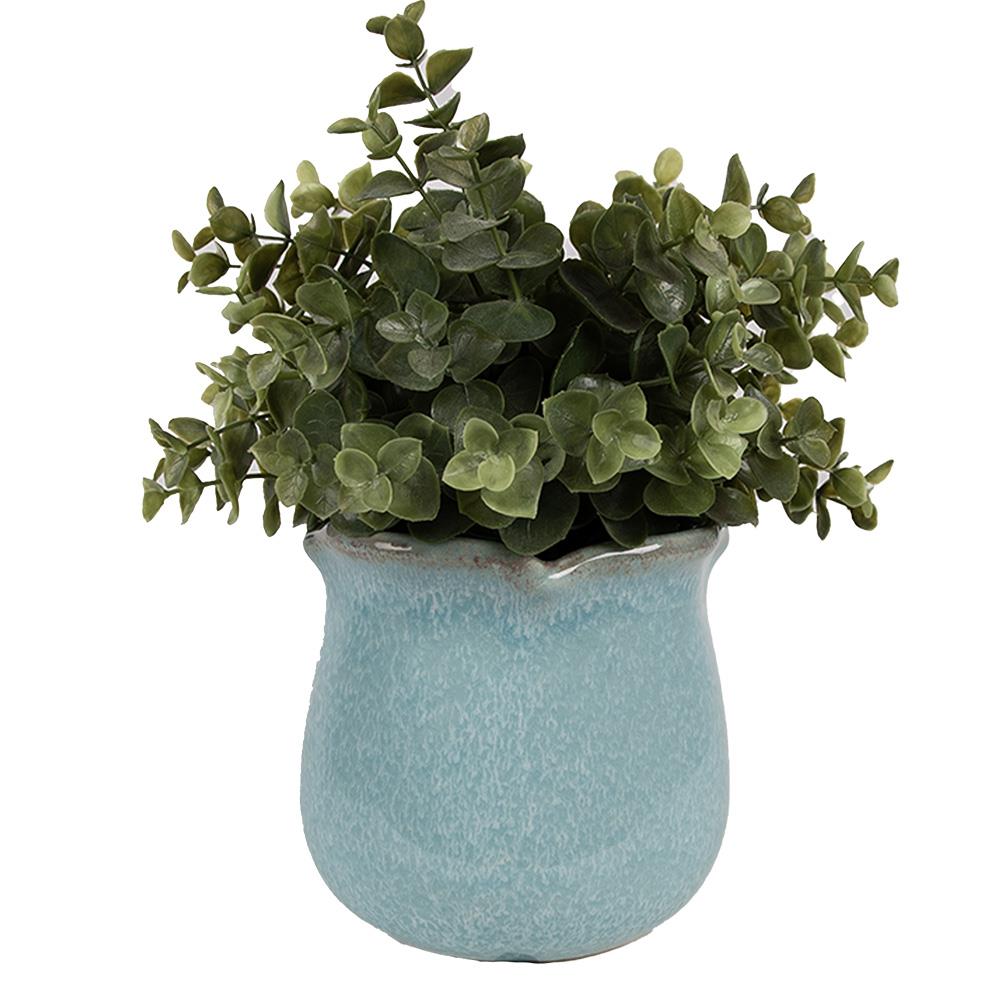 Clayre & Eef Bloempot Binnen  Ø 12x12 cm Blauw Keramiek Plantenpot