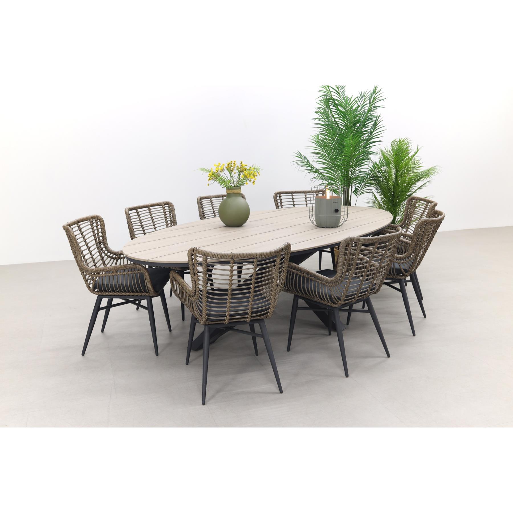 Garden Impressions Jasmine Natural|Edison 280x140 cm. - ovale tuinset