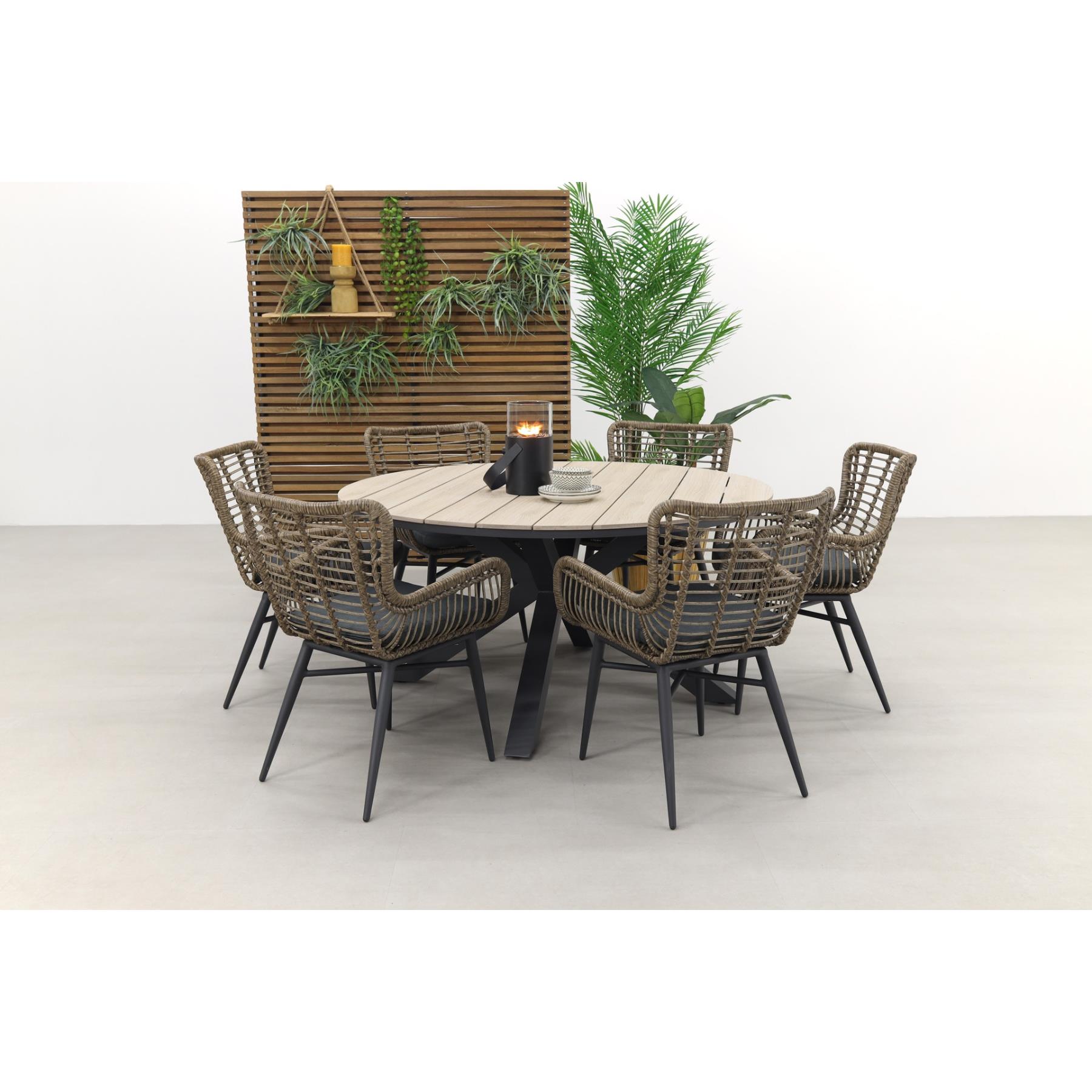 Jasmine natural | Garden Impressions Edison 148 cm. - ronde tuinset