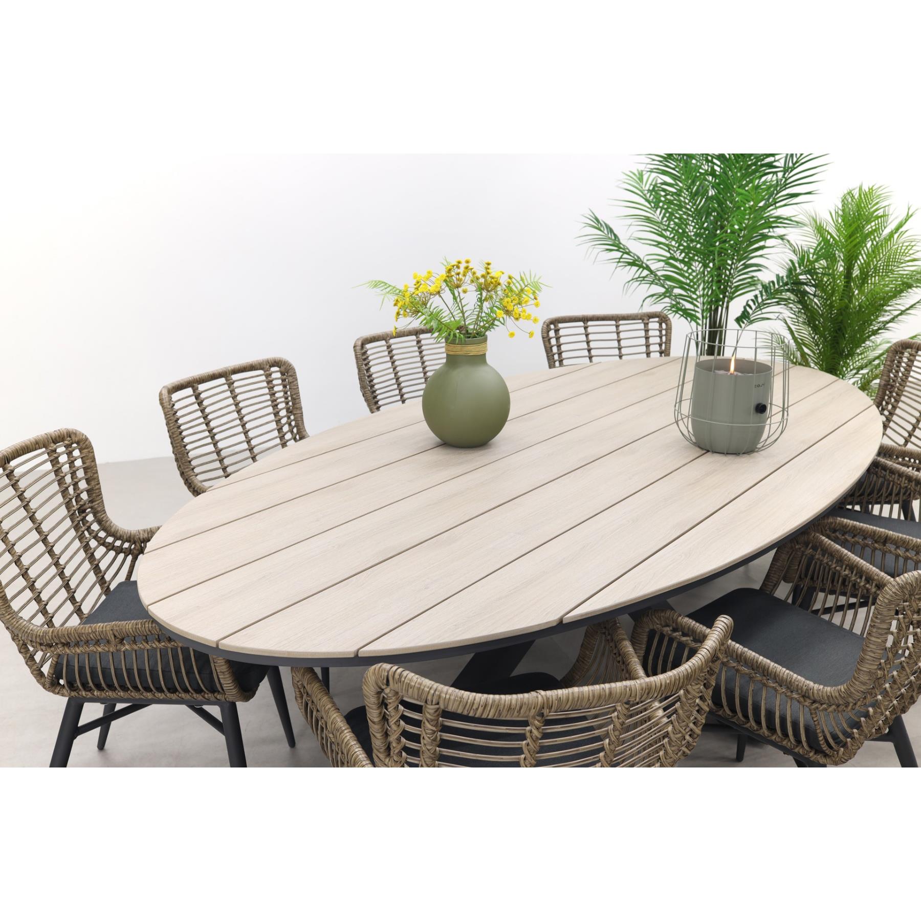 Garden Impressions Jasmine Natural|Edison 280x140 cm. - ovale tuinset