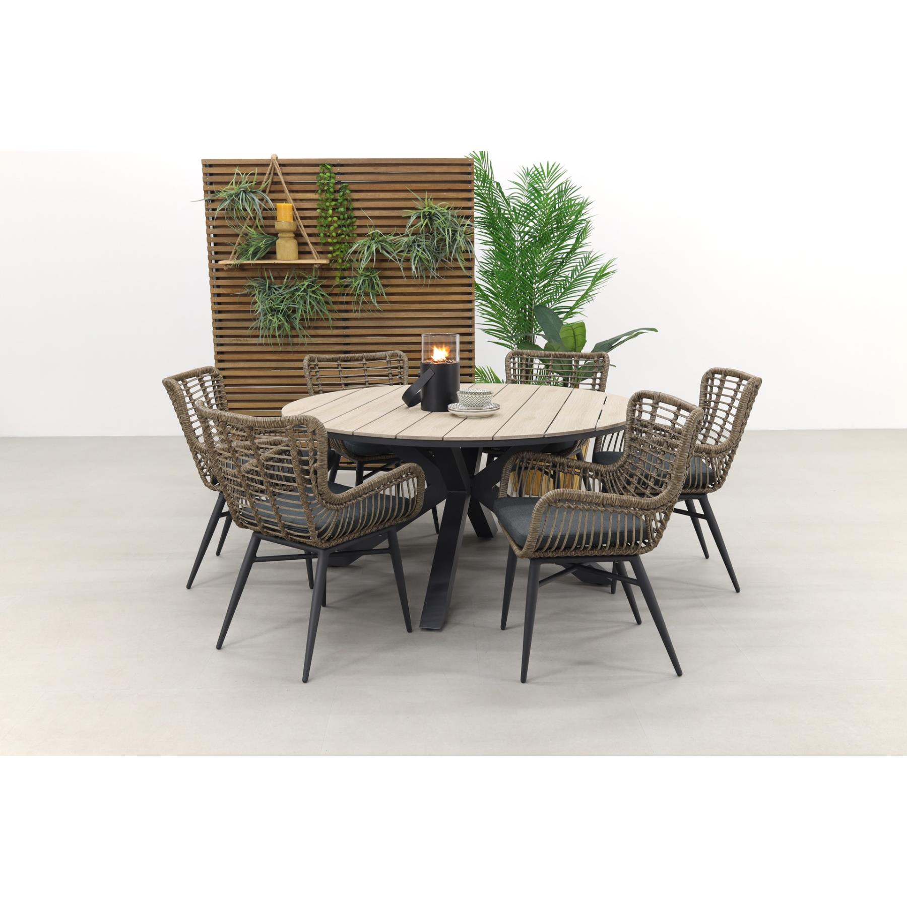 Jasmine natural | Garden Impressions Edison 148 cm. - ronde tuinset