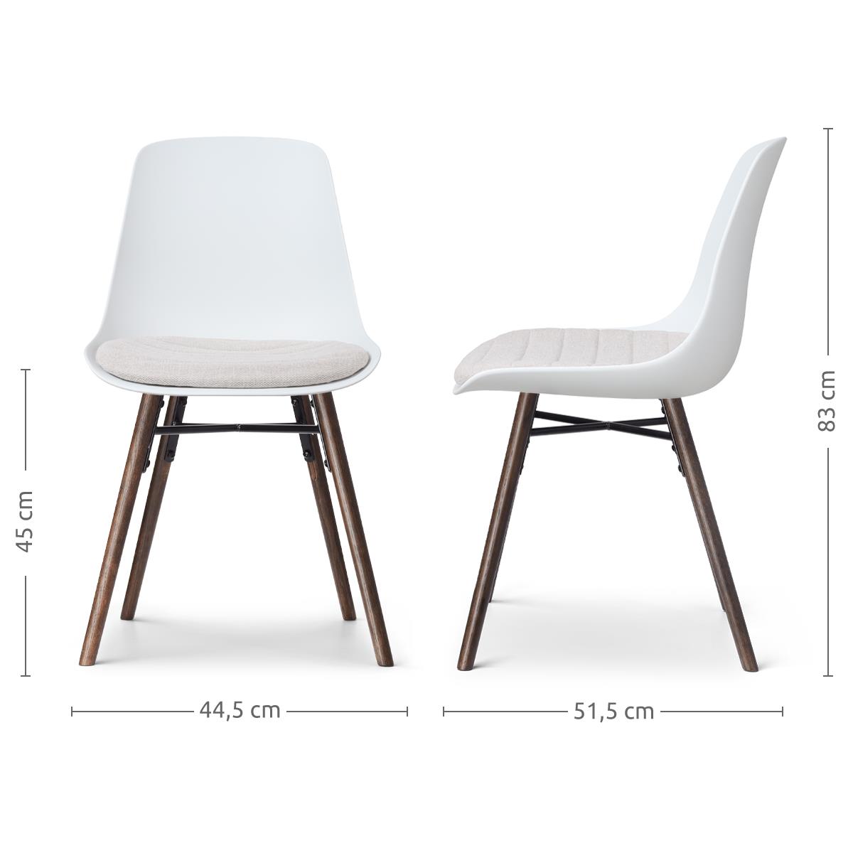 Nolon Nena-Liv Eetkamerstoel Wit - Beige Kussen - Walnoot