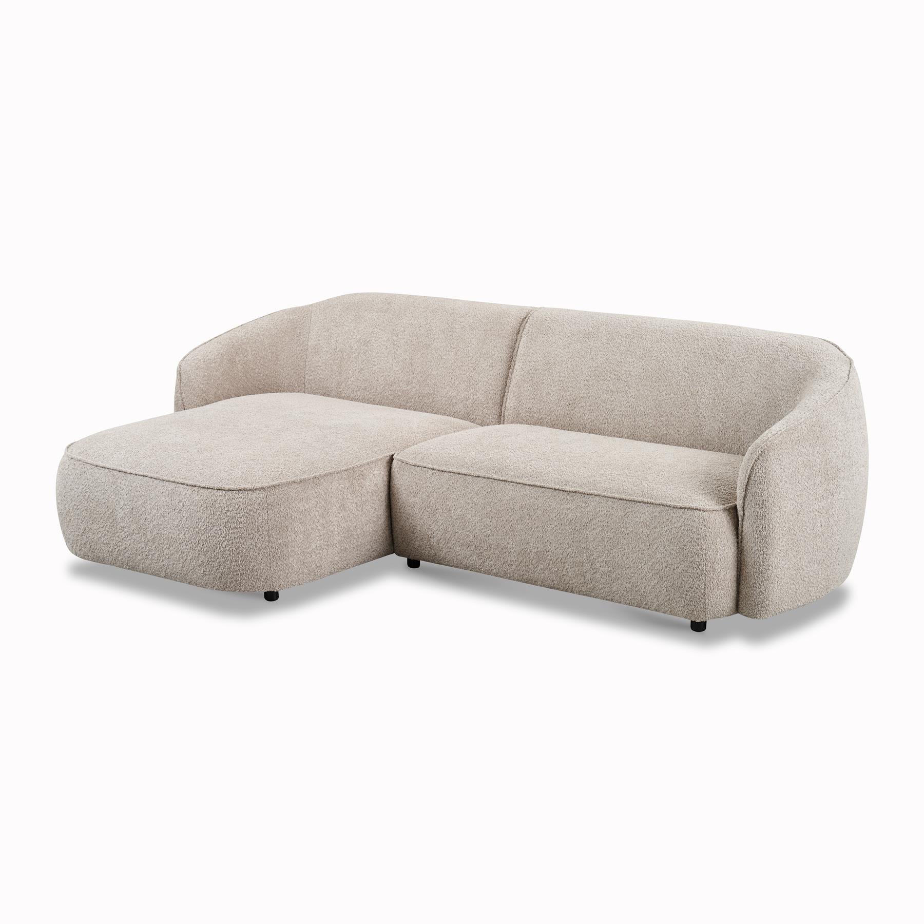 by fonQ Chubby Hoekbank met Chaise Longue Links - Bouclé Greige