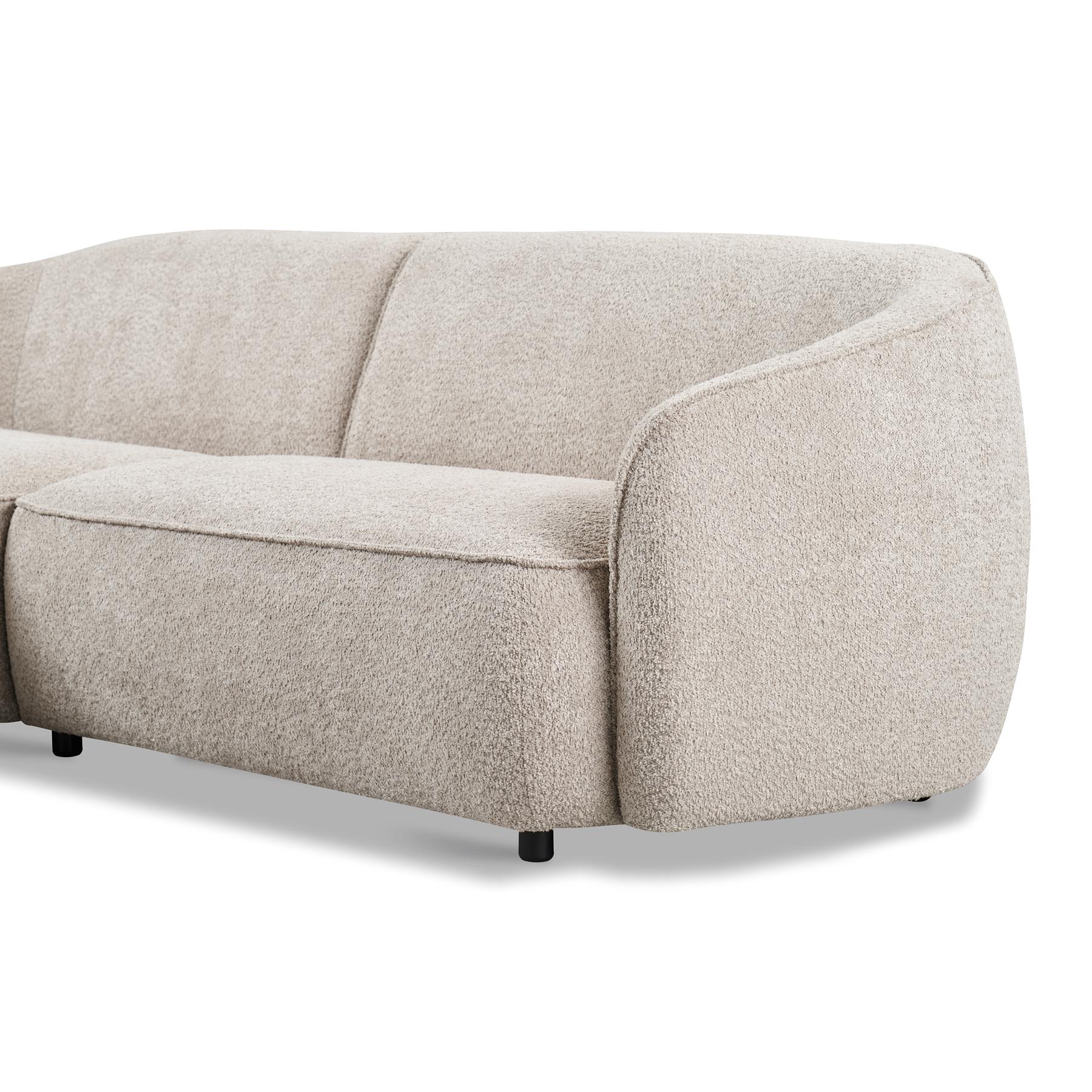 by fonQ Chubby Hoekbank met Chaise Longue Links - Bouclé Greige