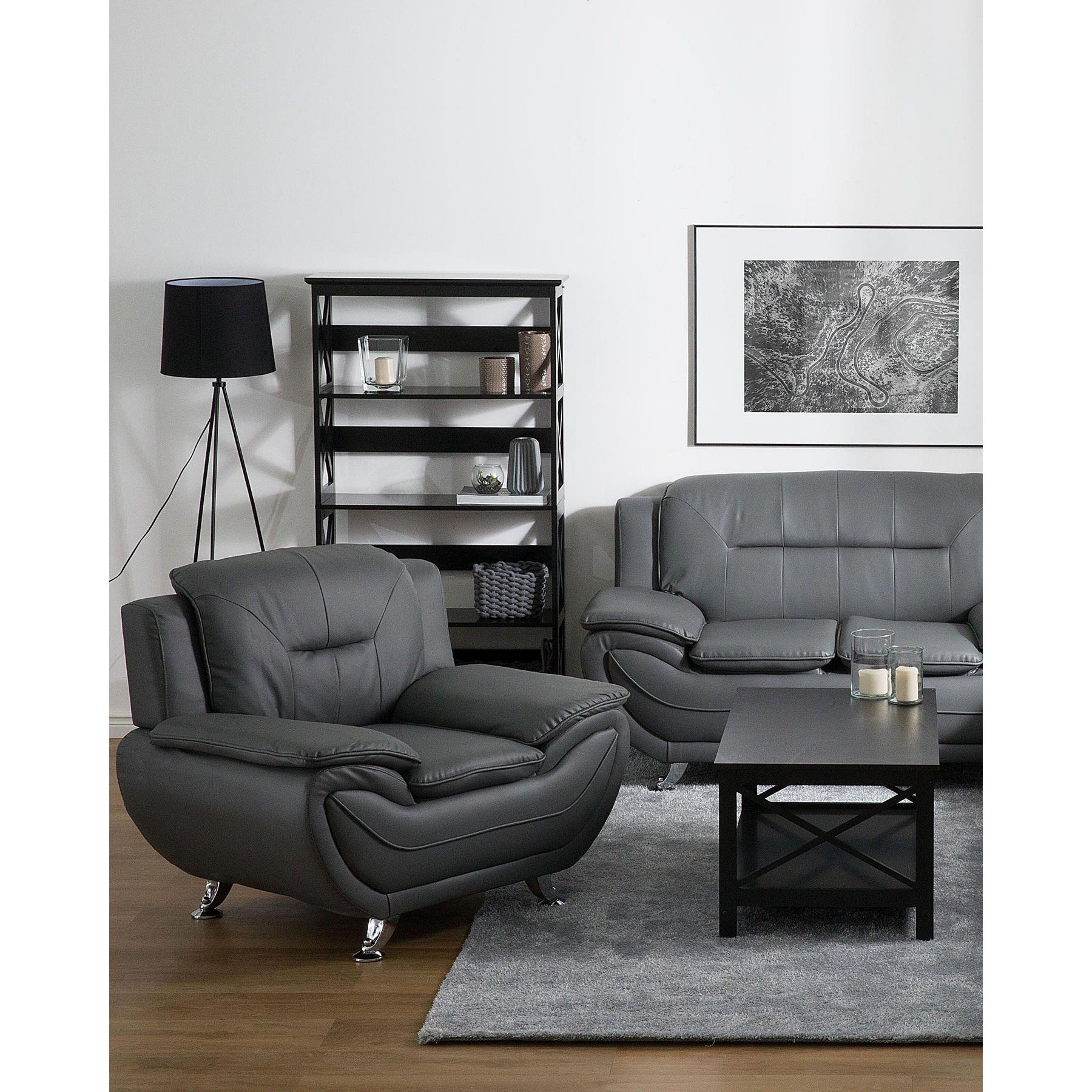 Beliani - LEIRA - Fauteuil - Grijs - Kunstleer