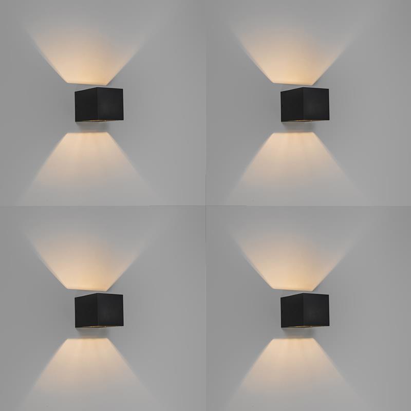 QAZQA Set van 4 moderne wandlampen zwart - Transfer