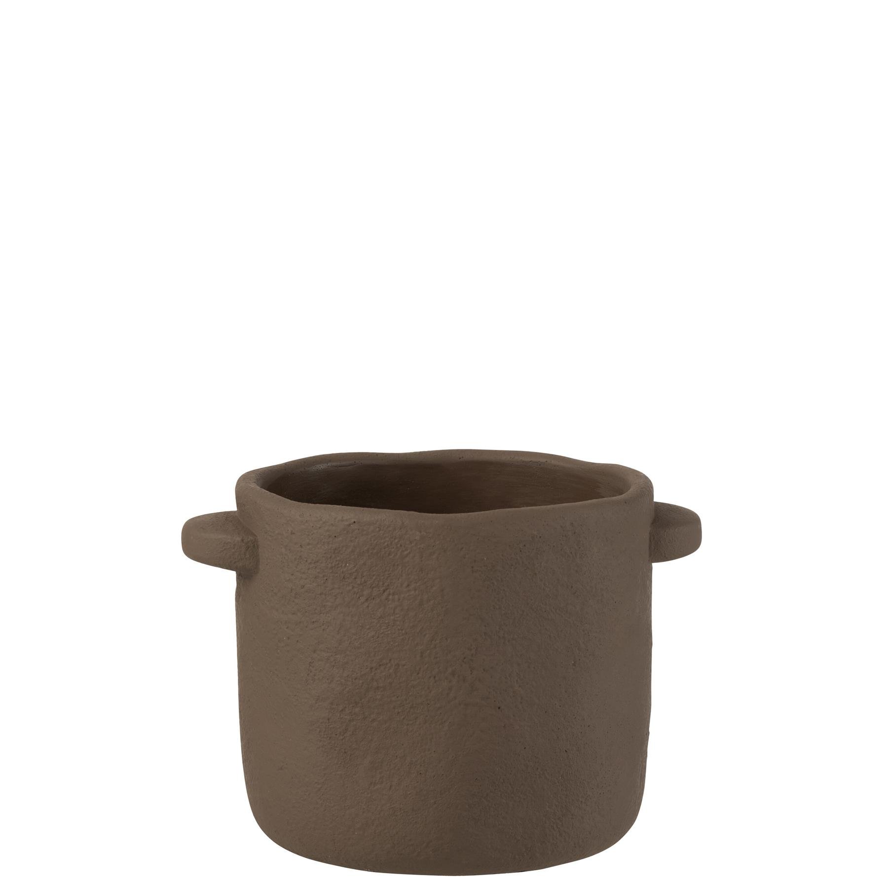 J-Line bloempot Gustave - cement - donkerbruin - Ø 19 cm