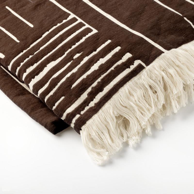 Dutch Decor - Plaid 140x180 cm - STEFANO - strepen & franjes - bruin