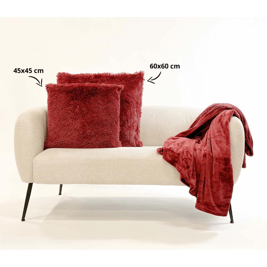 Dutch Decor sierkussen FLUFFY - 60x60 cm Merlot