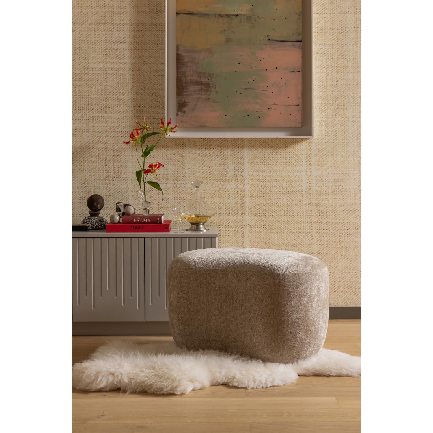 BePureHome Popular Poef - Polyester - Naturel - 46x73x49