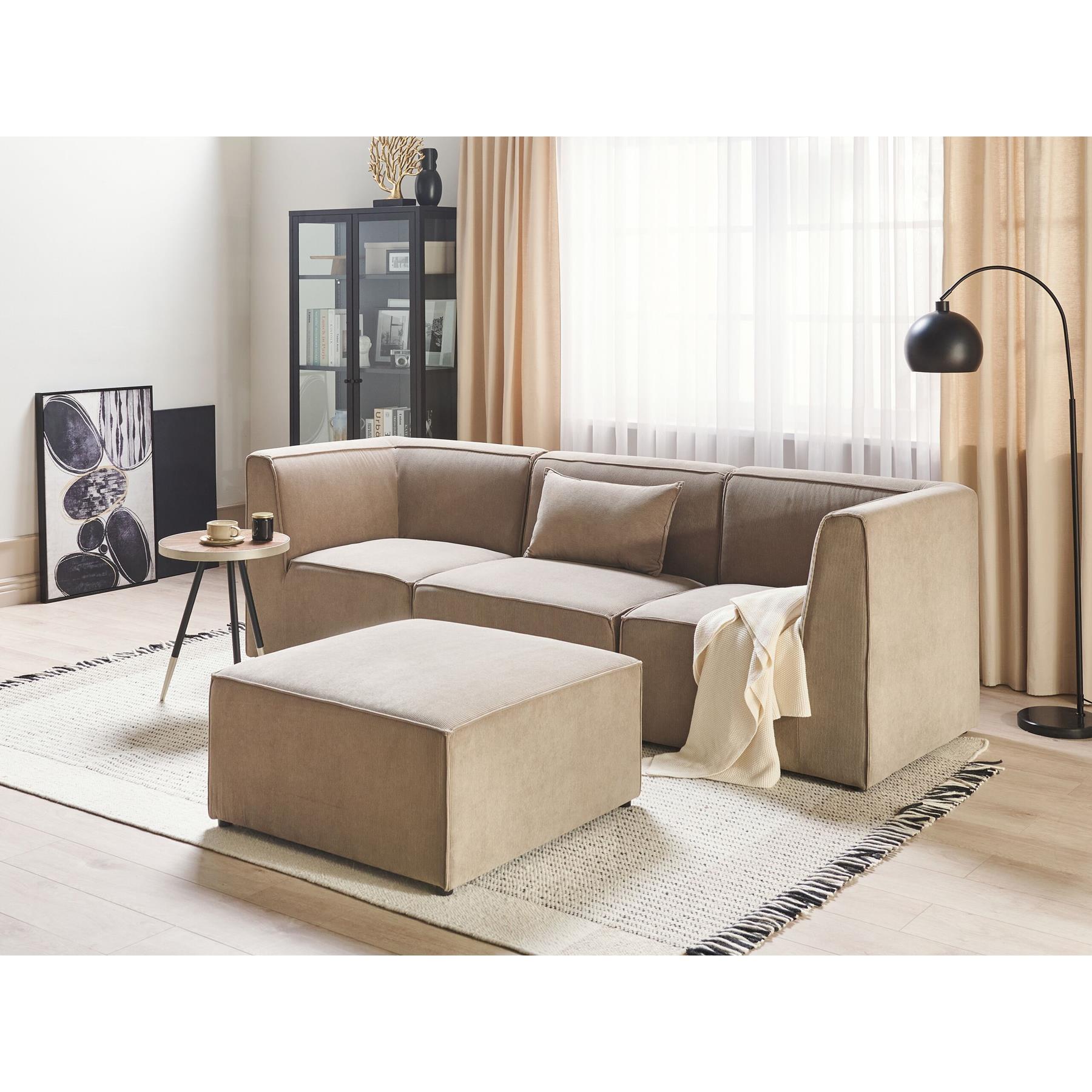 Beliani - LEMVIG - Driezitsbank - Taupe - Universeel - Corduroy