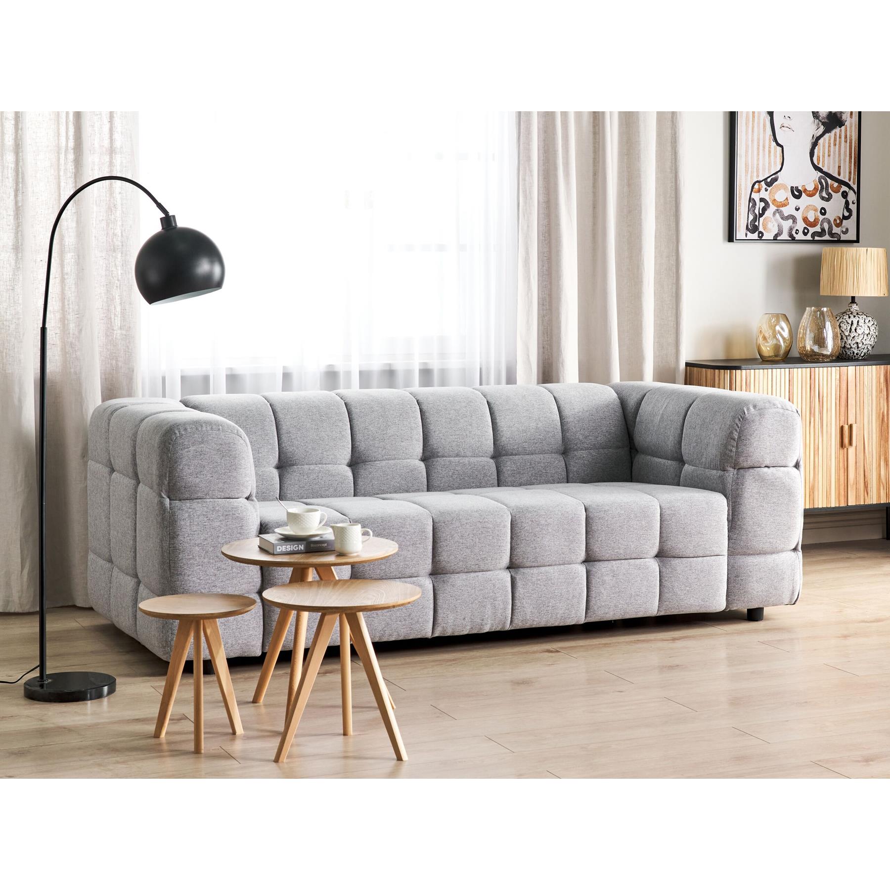 Beliani - MULLOLA - Driezitsbank - Lichtgrijs - Polyester