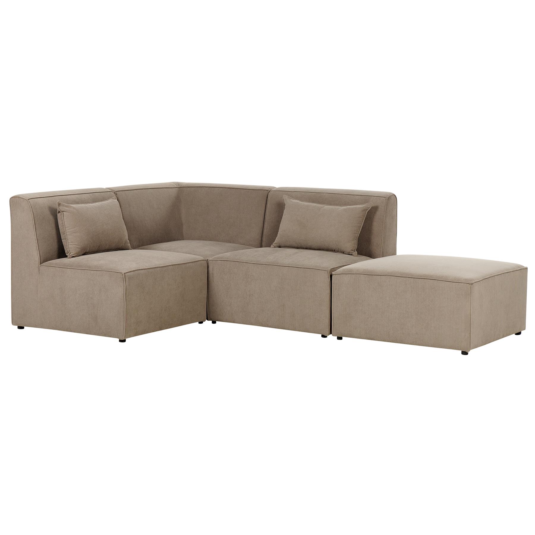Beliani - LEMVIG - Hoekbank 3-zits - Taupe - Rechterzijde - Corduroy