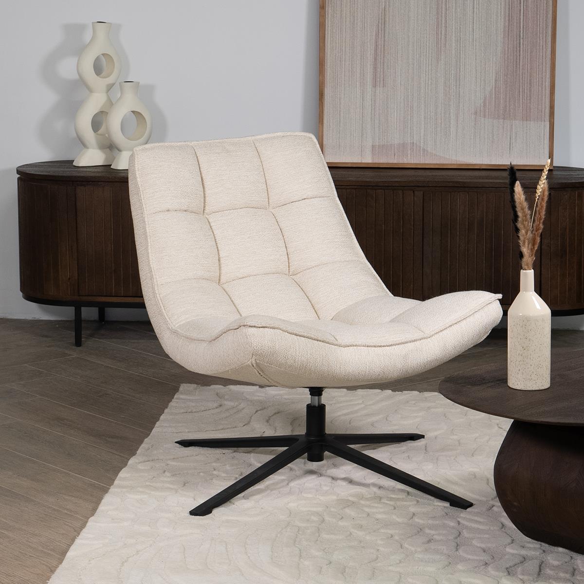 Giga Meubel - Draaifauteuil Stof|Textiel - Beige - 86x74x84cm - Mattis