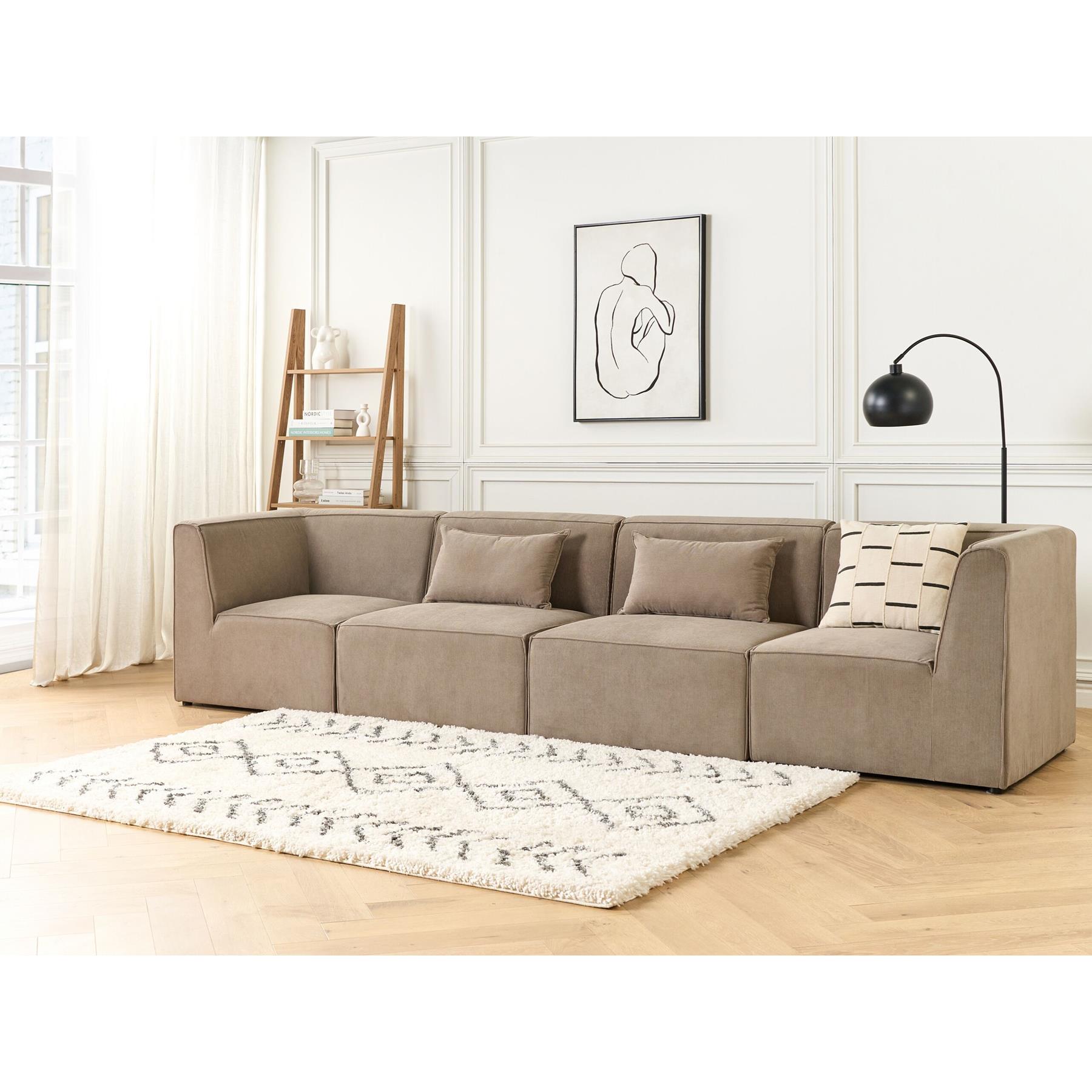 Beliani - LEMVIG - Vierzitsbank - Taupe - Corduroy